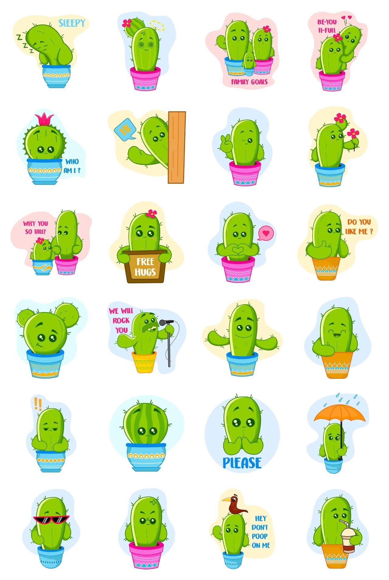 Cactus Plant Animation/Cartoon,Plants sticker pack for Whatsapp, Telegram, Signal, and others chatting and message apps