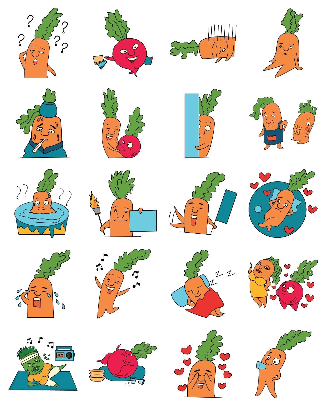 Stylish Carrot 01 Animation/Cartoon,Food/Drink,INDIA sticker pack for Whatsapp, Telegram, Signal, and others chatting and message apps