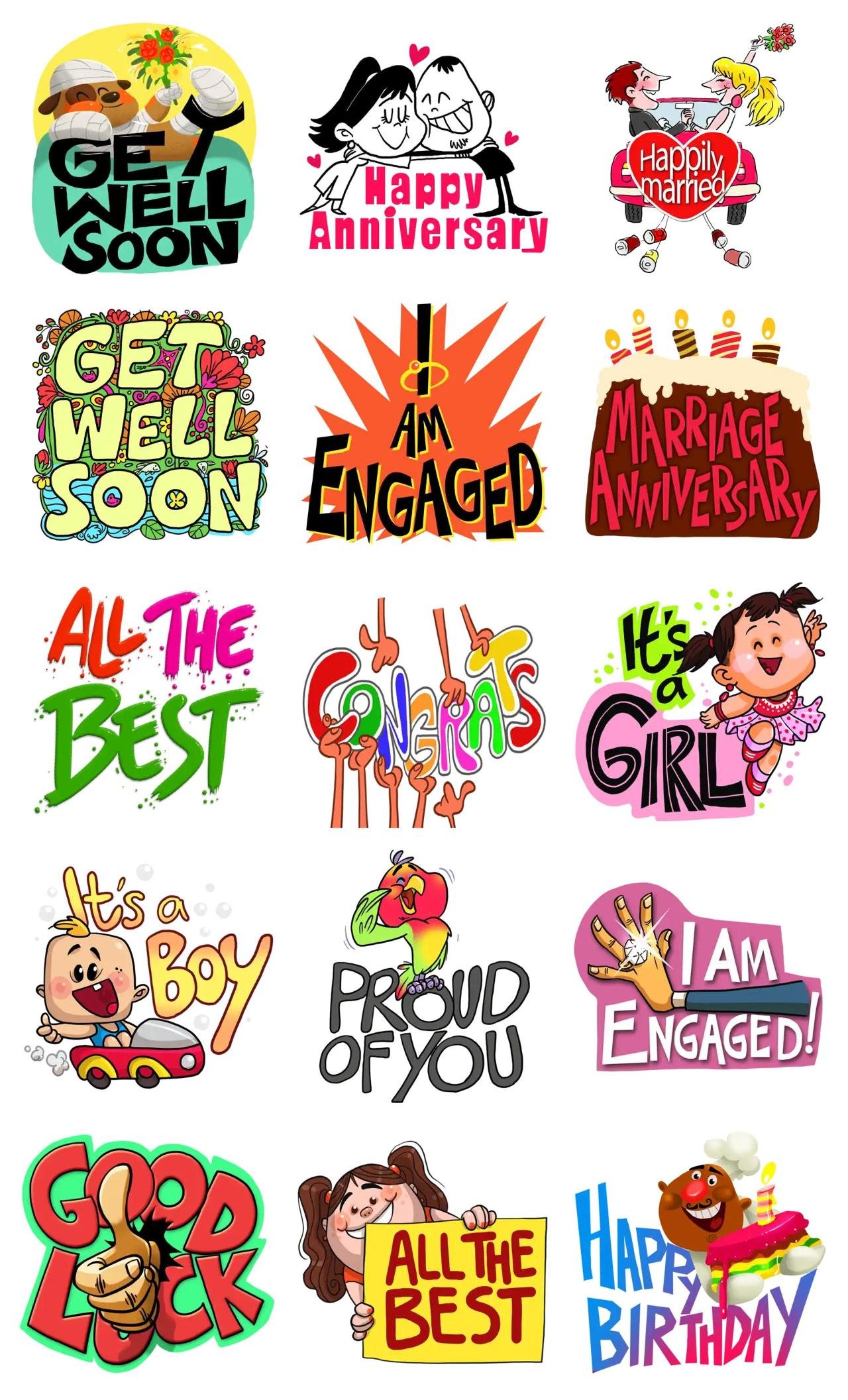 Best wishes Animation/Cartoon,Anniversary,Birthday,Etc sticker pack for Whatsapp, Telegram, Signal, and others chatting and message apps