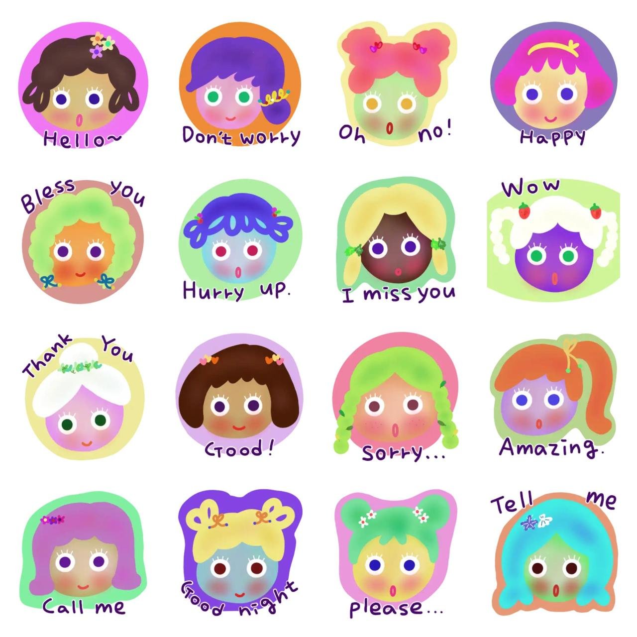 Lovely girls 1. Animation/Cartoon,People,Etc sticker pack for Whatsapp, Telegram, Signal, and others chatting and message apps