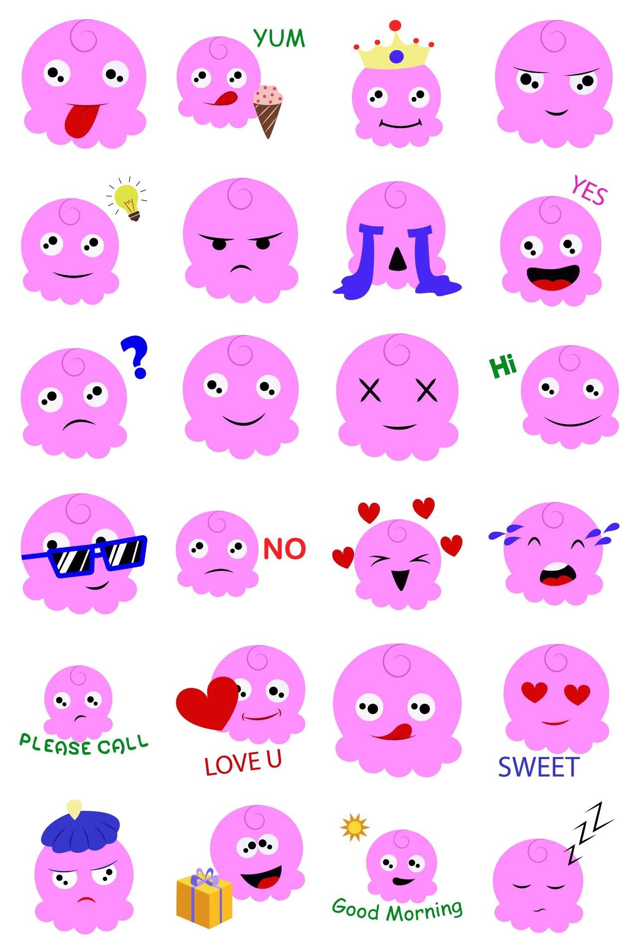 Cute Pink Face Animation/Cartoon,INDIA,Animals sticker pack for Whatsapp, Telegram, Signal, and others chatting and message apps