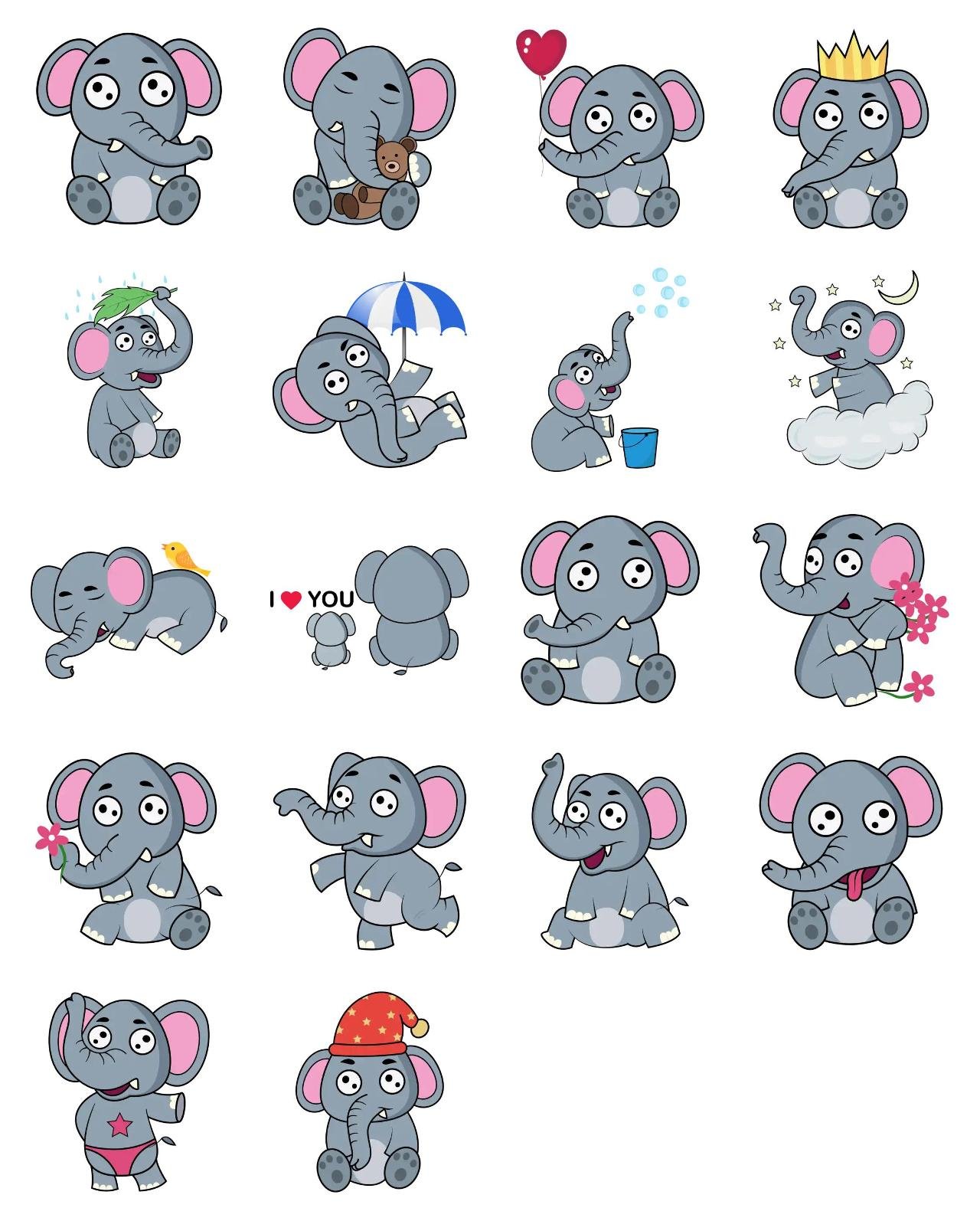 Baby Elephant Animation/Cartoon,Animals,INDIA sticker pack for Whatsapp, Telegram, Signal, and others chatting and message apps