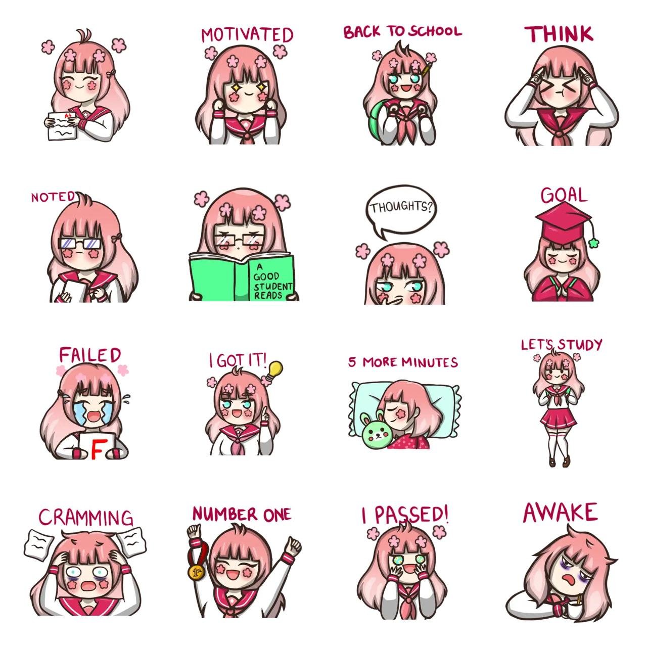 hanako Animation/Cartoon sticker pack for Whatsapp, Telegram, Signal, and others chatting and message apps