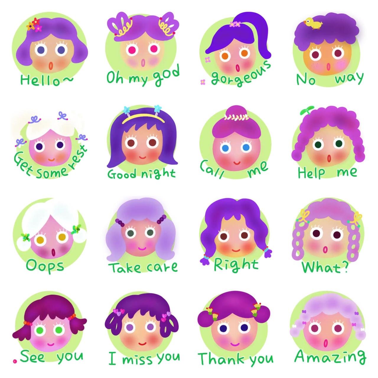 Spring girls 1 Animation/Cartoon,Etc,People sticker pack for Whatsapp, Telegram, Signal, and others chatting and message apps