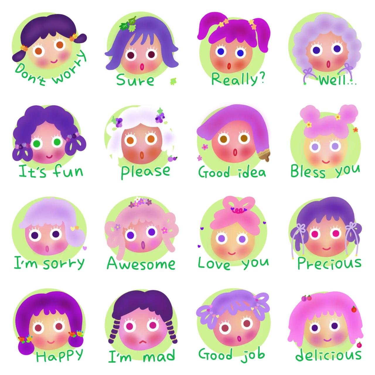 Spring girls 2 Animation/Cartoon,People,Etc sticker pack for Whatsapp, Telegram, Signal, and others chatting and message apps