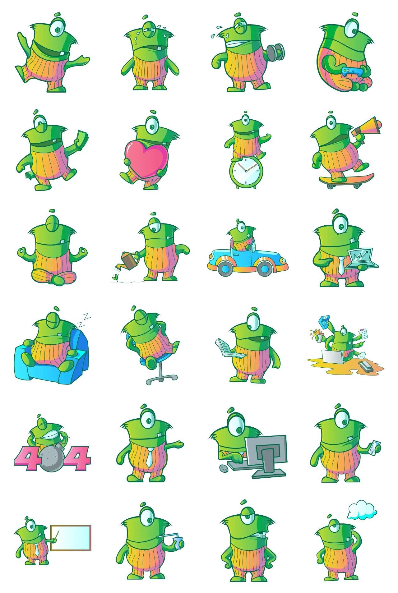 Green Professional Monster Animation/Cartoon,Animals,INDIA sticker pack for Whatsapp, Telegram, Signal, and others chatting and message apps