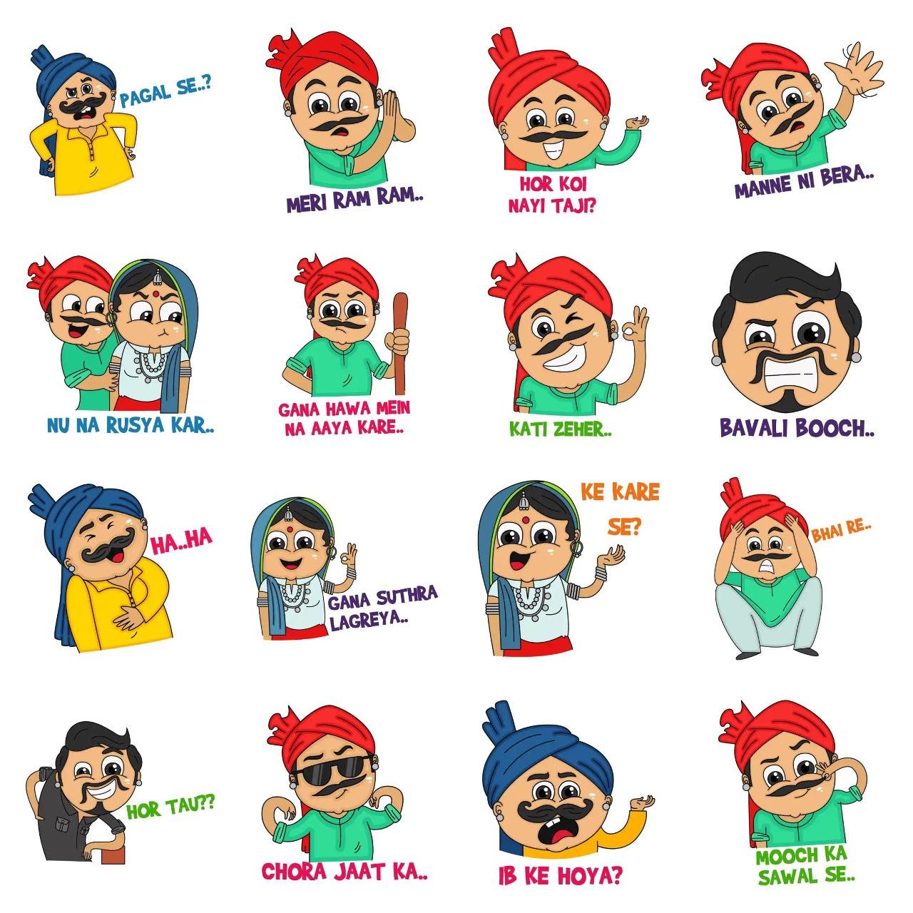 Haryanvi Man 02 Animation/Cartoon,People,INDIA sticker pack for Whatsapp, Telegram, Signal, and others chatting and message apps