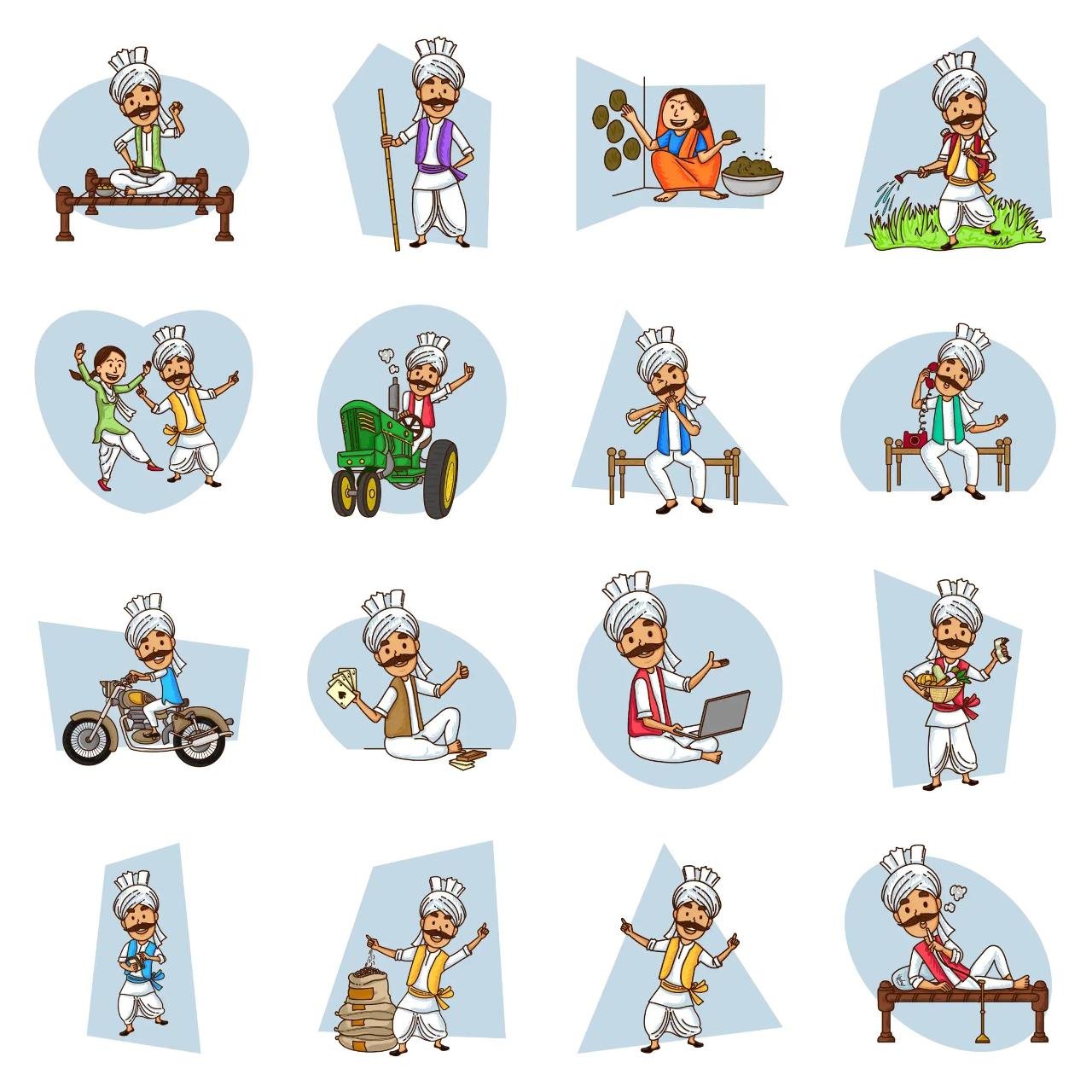 Haryanvi Man 03 Animation/Cartoon,People,INDIA sticker pack for Whatsapp, Telegram, Signal, and others chatting and message apps