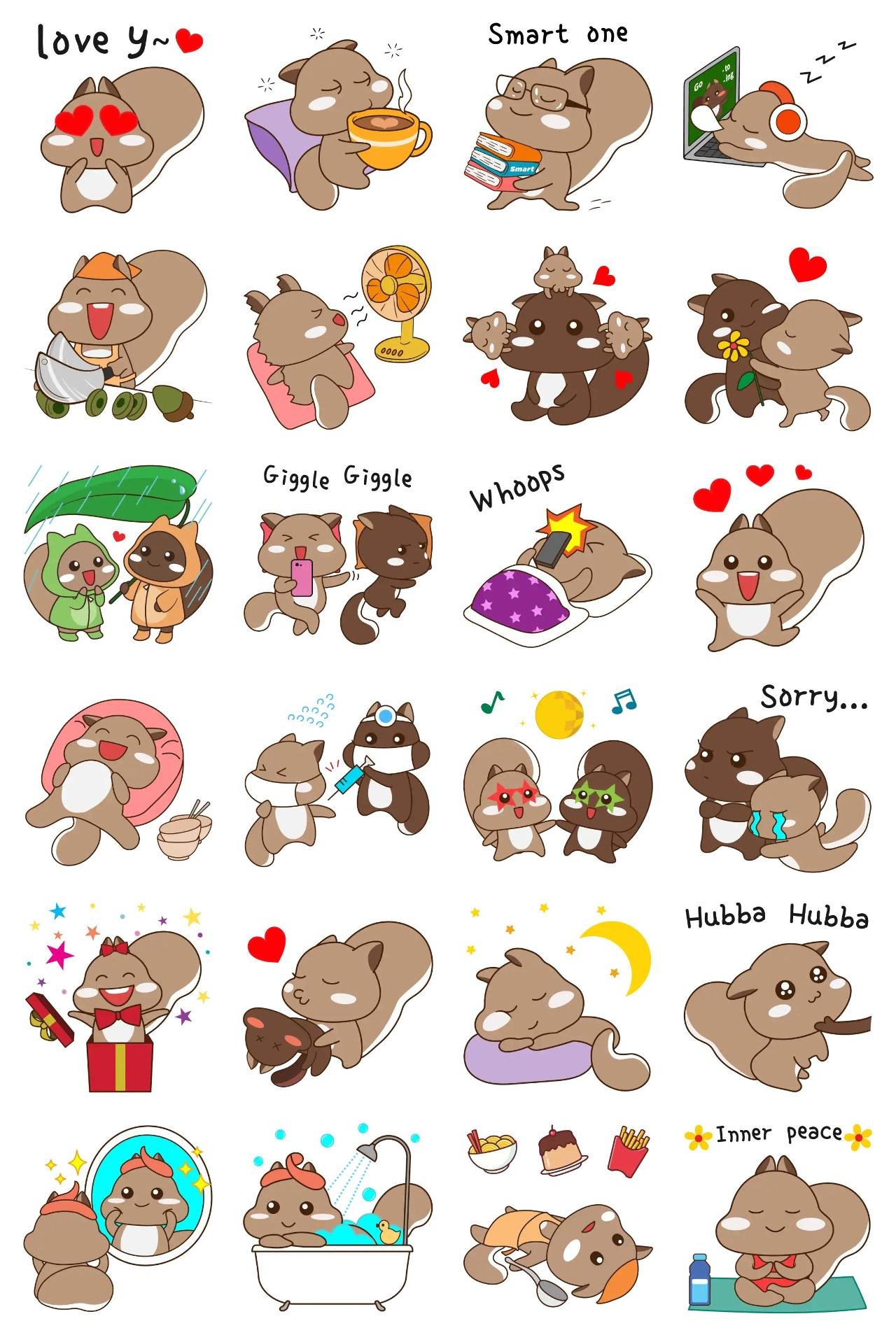 Lovely Squirrel Animation/Cartoon,Animals sticker pack for Whatsapp, Telegram, Signal, and others chatting and message apps