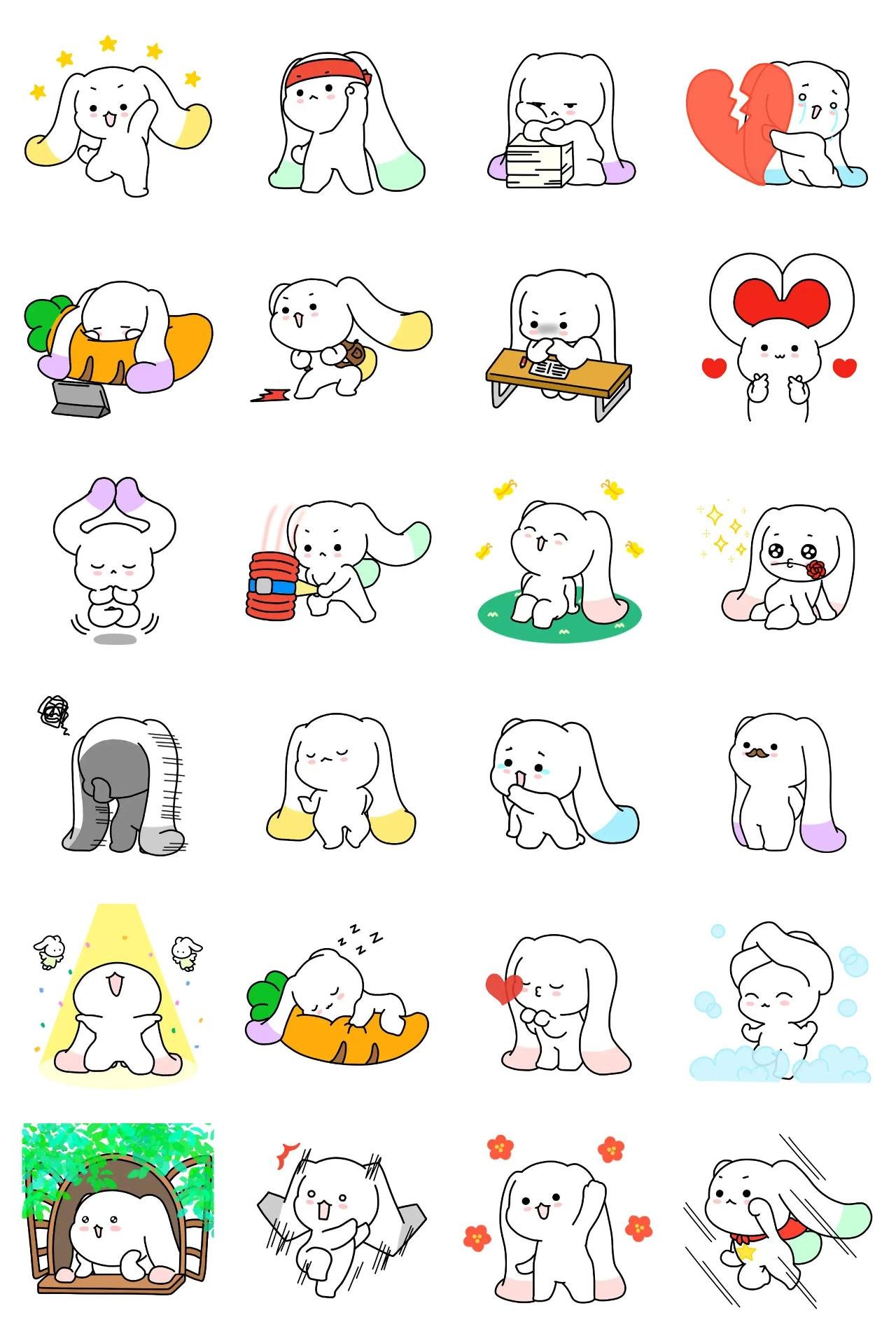 Colorful Big Ears rabbit, BIBI Animation/Cartoon,Animals,Etc sticker pack for Whatsapp, Telegram, Signal, and others chatting and message apps