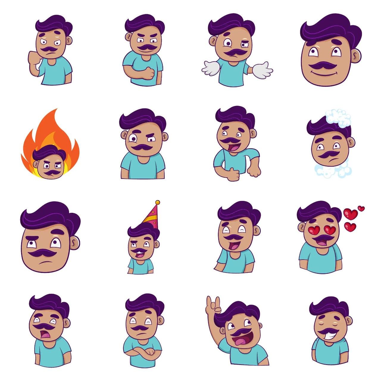 Violet Hair Man Animation/Cartoon,People,INDIA sticker pack for Whatsapp, Telegram, Signal, and others chatting and message apps