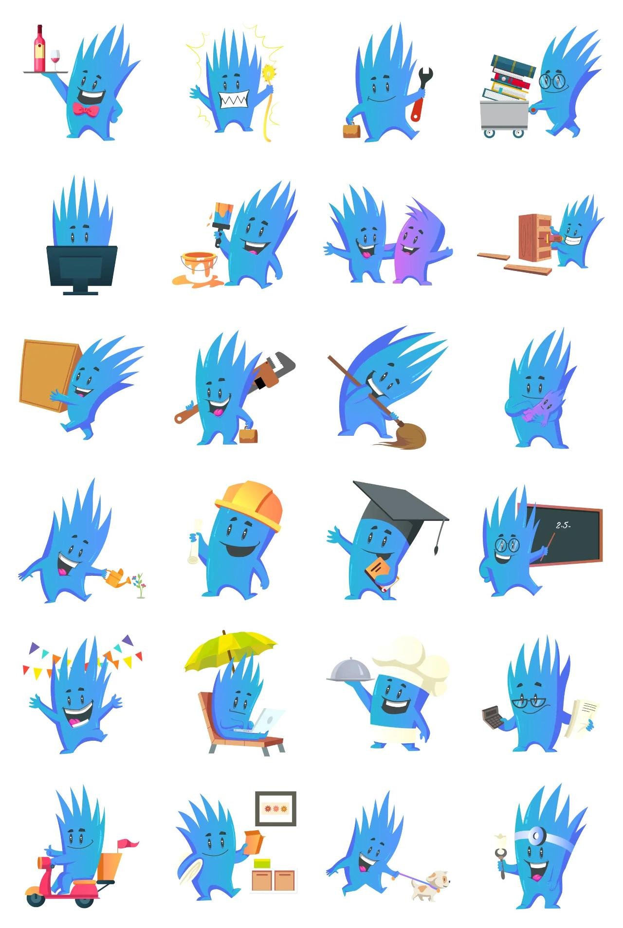 Blue Monster Animation/Cartoon,Animals,INDIA sticker pack for Whatsapp, Telegram, Signal, and others chatting and message apps