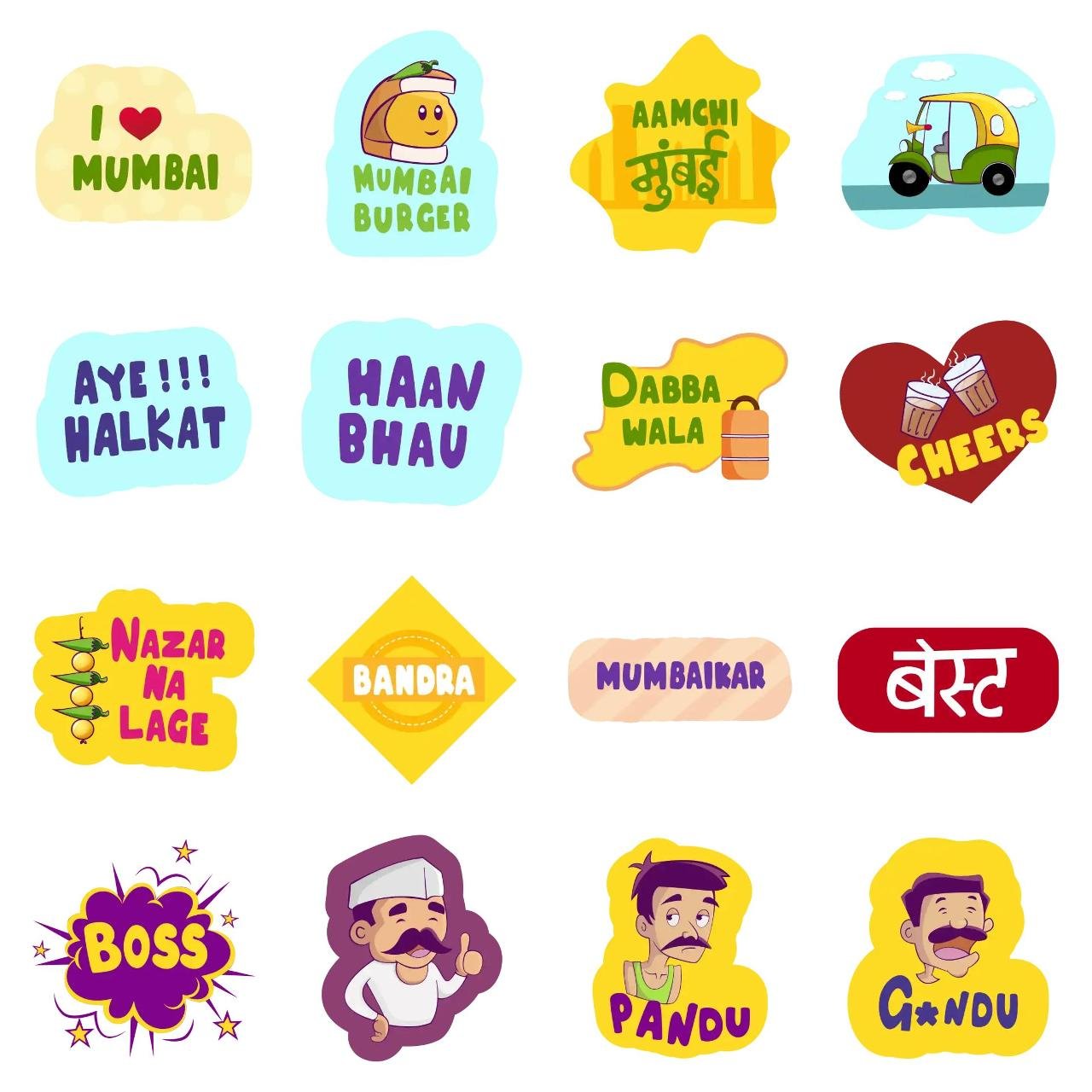 Mumbai Cartoon Sticker Animation/Cartoon,People,INDIA sticker pack for Whatsapp, Telegram, Signal, and others chatting and message apps