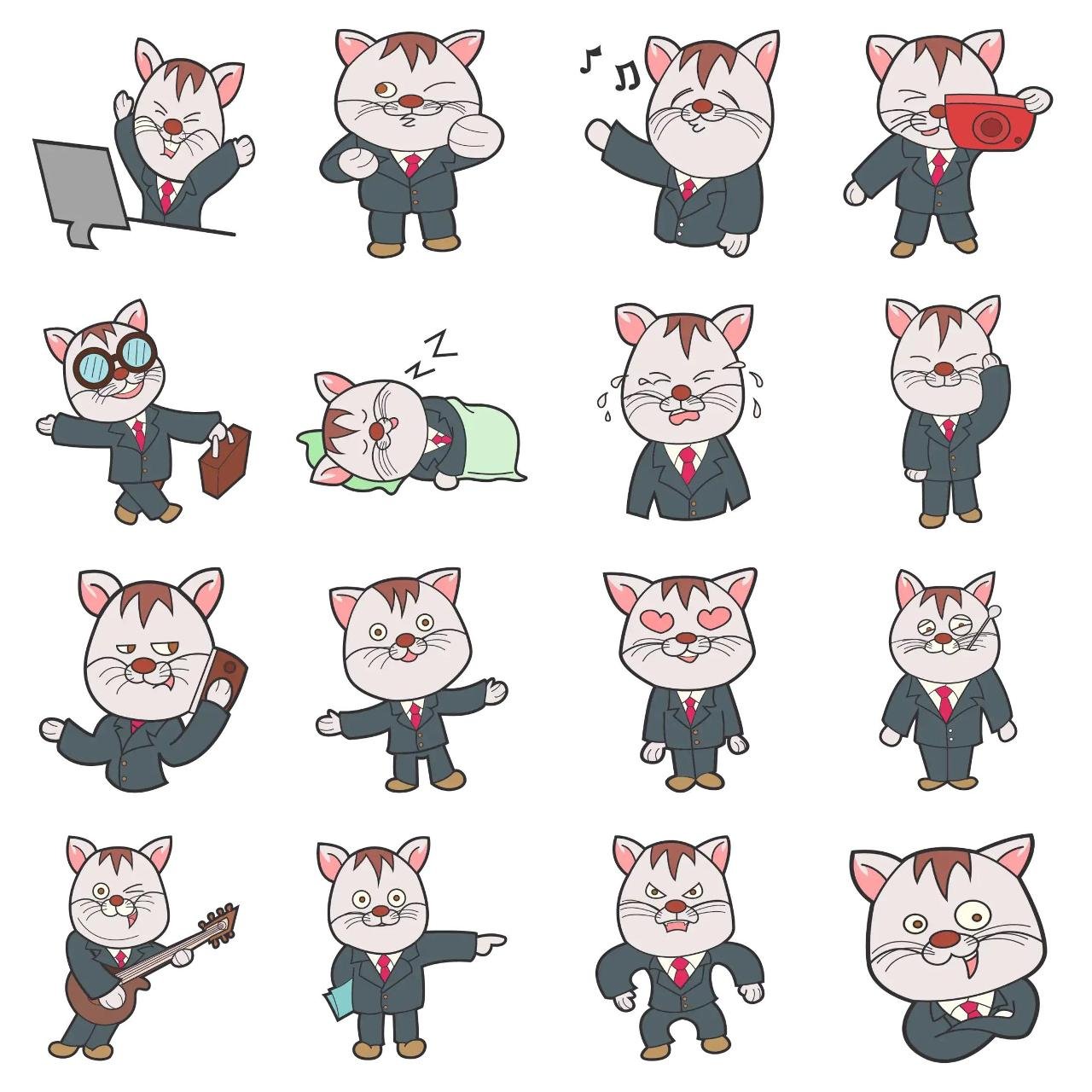 Business Cat Animation/Cartoon,Animals,INDIA sticker pack for Whatsapp, Telegram, Signal, and others chatting and message apps