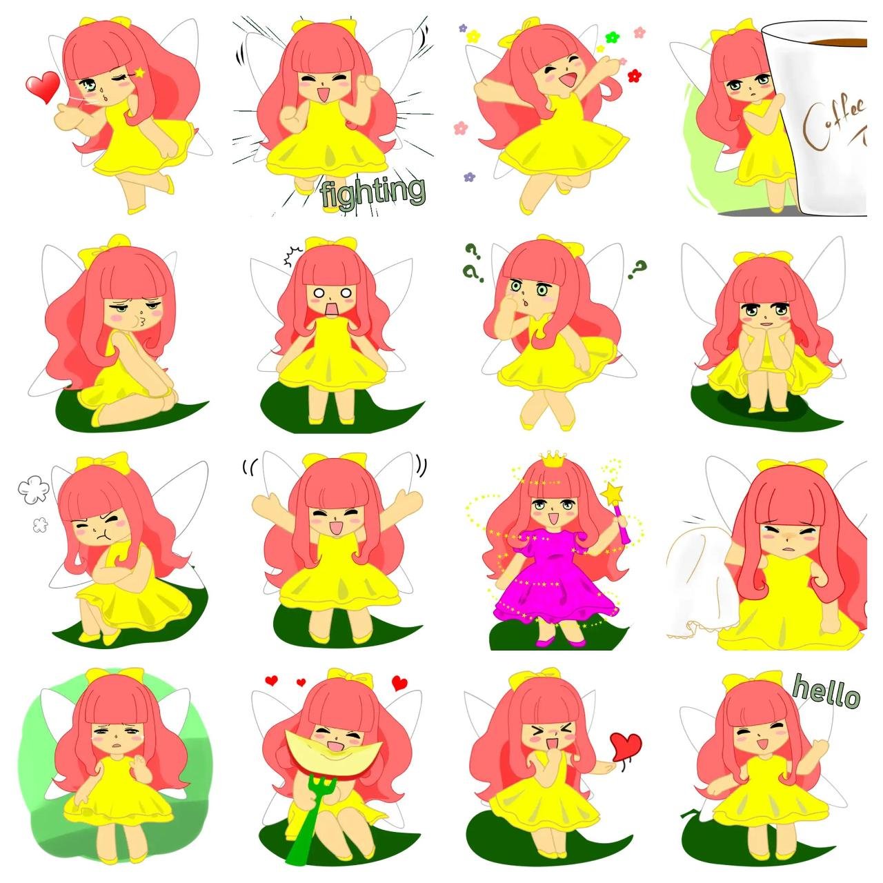 Little Fairy Hong Animation/Cartoon,People sticker pack for Whatsapp, Telegram, Signal, and others chatting and message apps