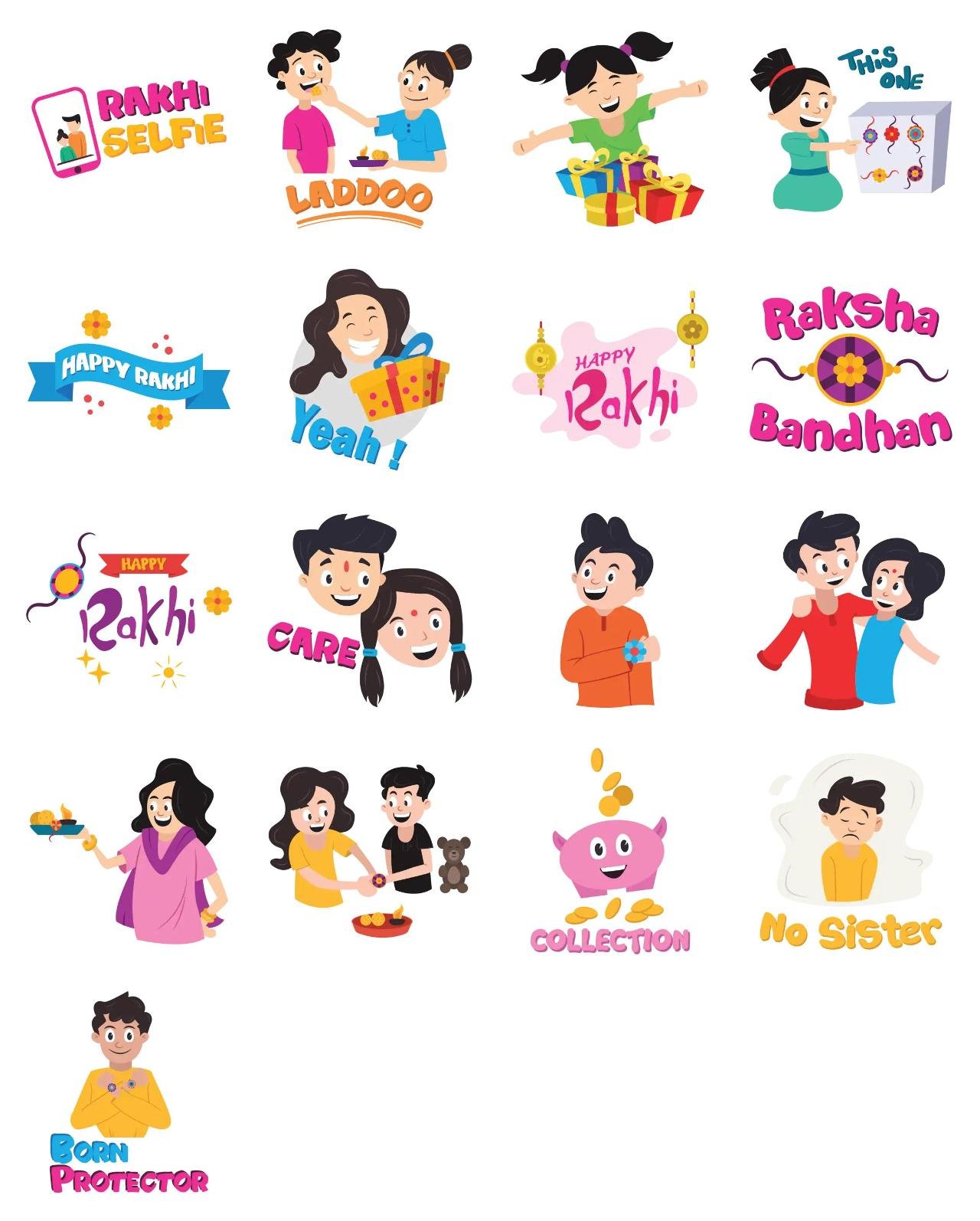 Raksha Bandhan 01 Animation/Cartoon,People,INDIA sticker pack for Whatsapp, Telegram, Signal, and others chatting and message apps