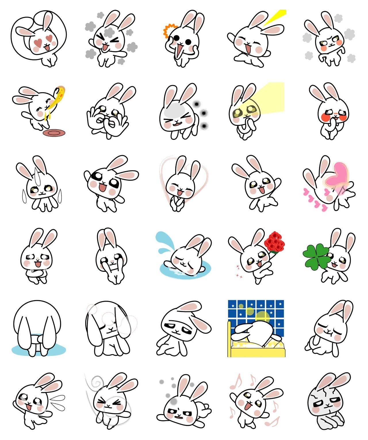 Smiling eyes rabbit Clody Animation/Cartoon sticker pack for Whatsapp, Telegram, Signal, and others chatting and message apps