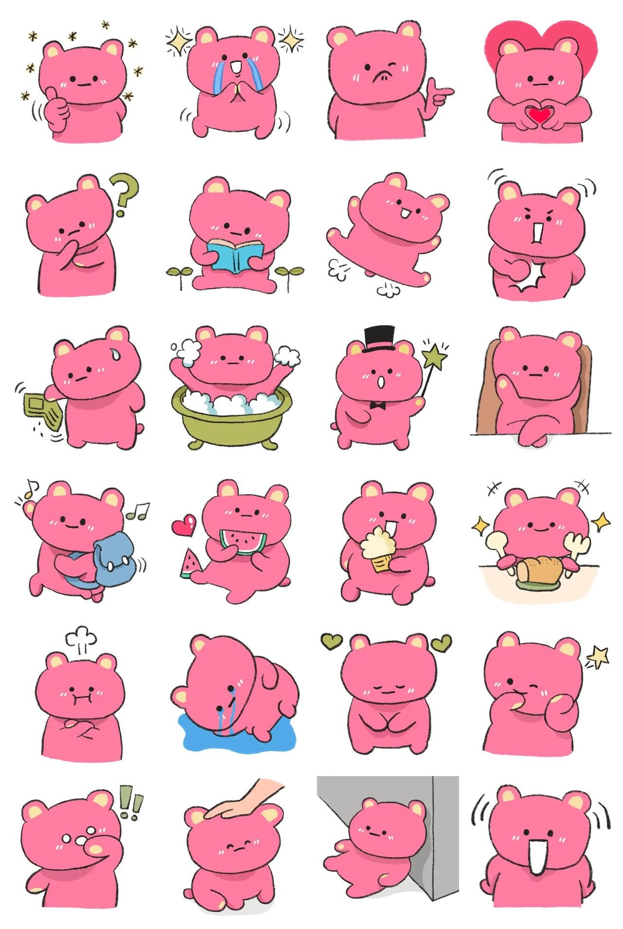 Pink adorable Boo Animation/Cartoon,Animals,Etc sticker pack for Whatsapp, Telegram, Signal, and others chatting and message apps