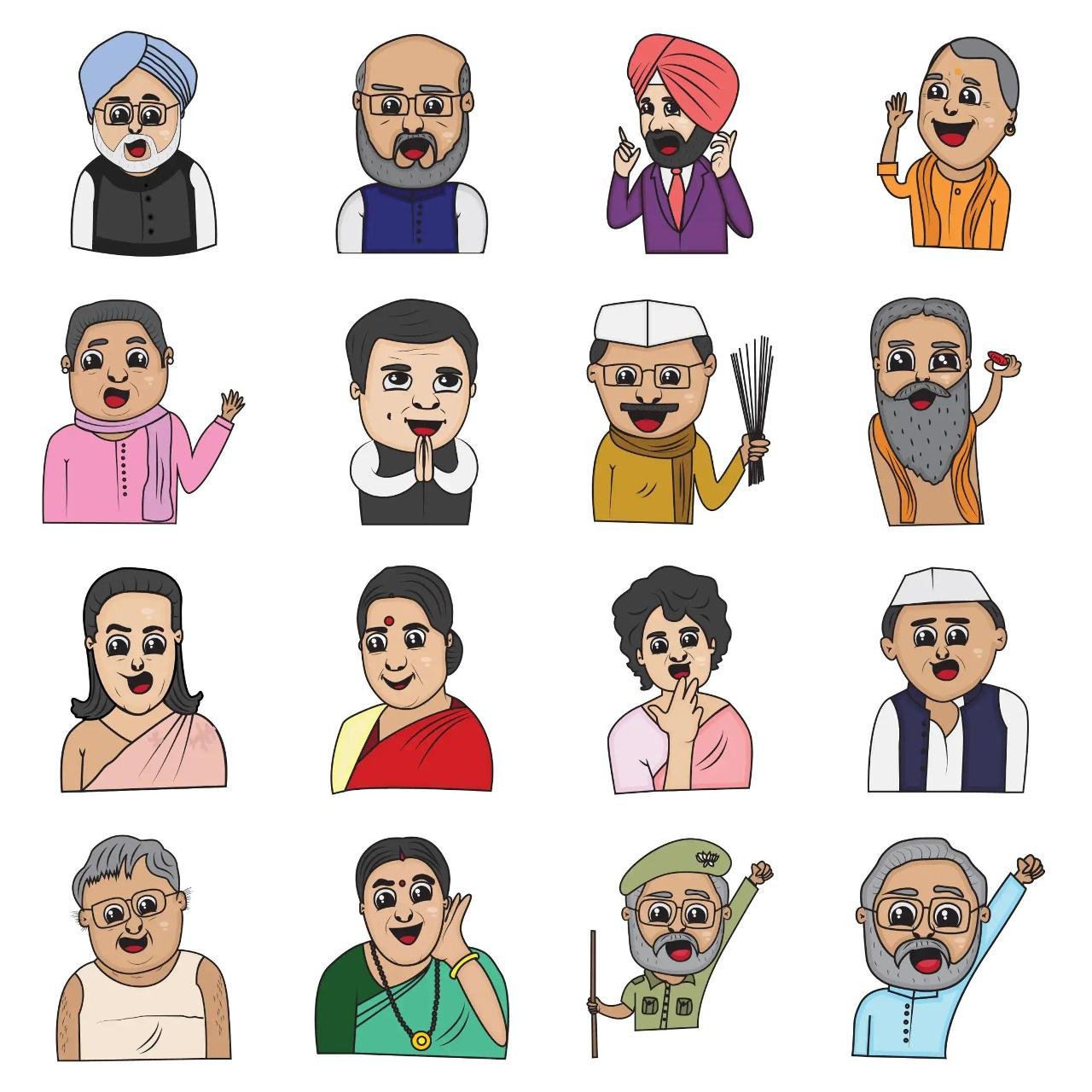 Politician People Animation/Cartoon,People,INDIA sticker pack for Whatsapp, Telegram, Signal, and others chatting and message apps