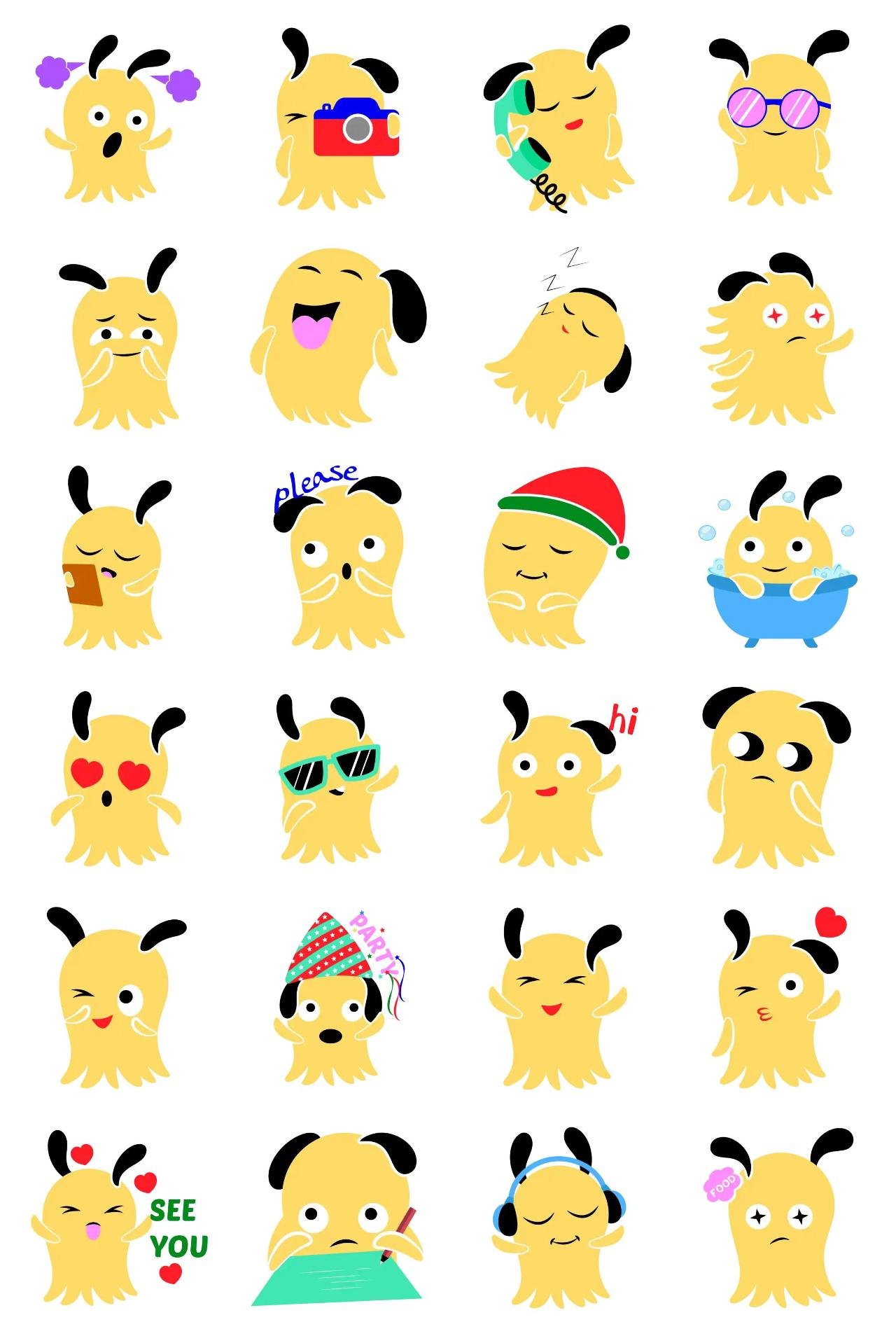 Cute Yellow Monster Animation/Cartoon,Animals,INDIA,Halloween sticker pack for Whatsapp, Telegram, Signal, and others chatting and message apps