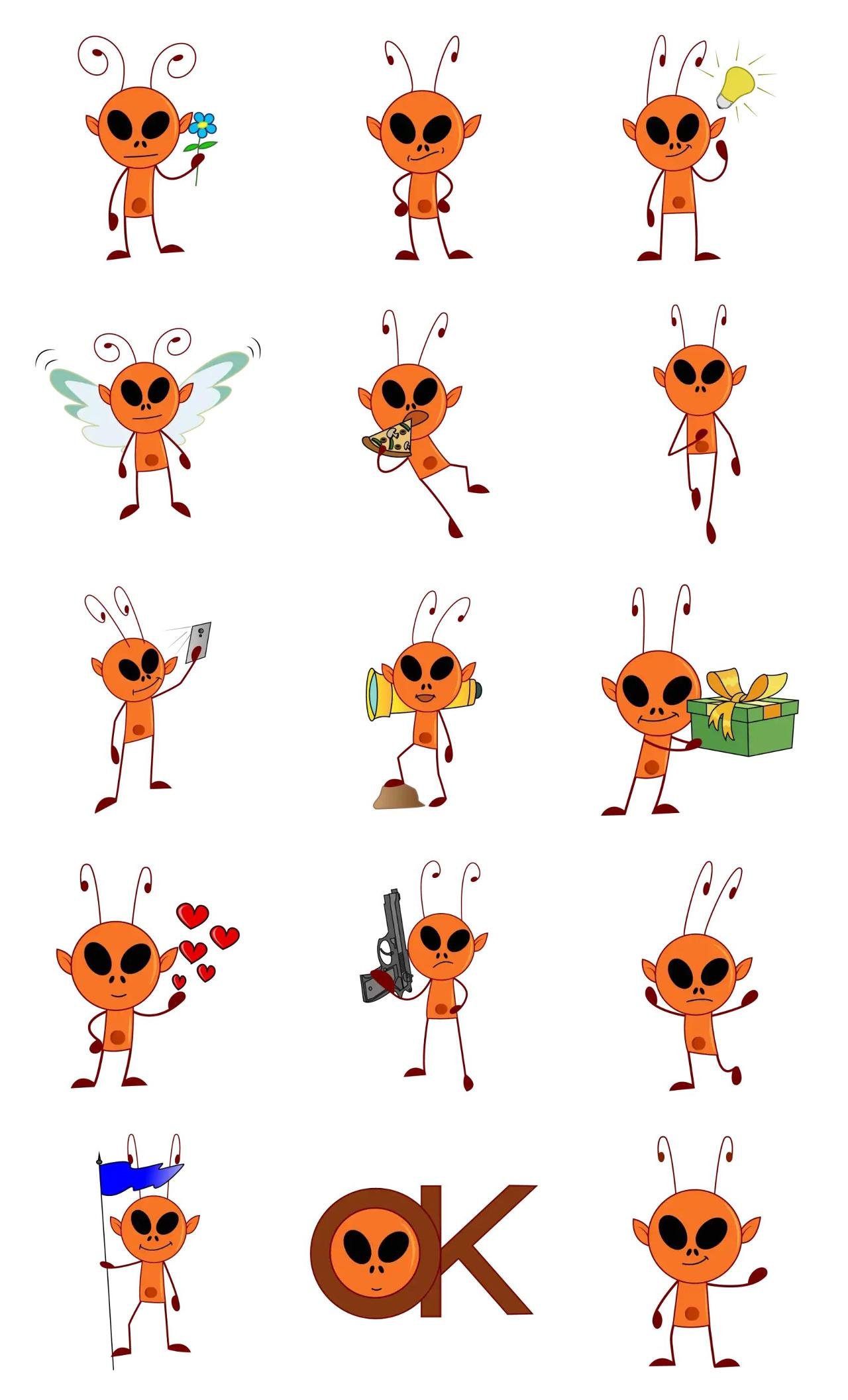 Cute Ant Sticker Animation/Cartoon,Animals,INDIA sticker pack for Whatsapp, Telegram, Signal, and others chatting and message apps