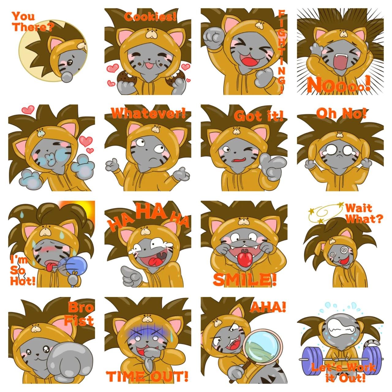 Cat Lion Animation/Cartoon,emotion sticker pack for Whatsapp, Telegram, Signal, and others chatting and message apps