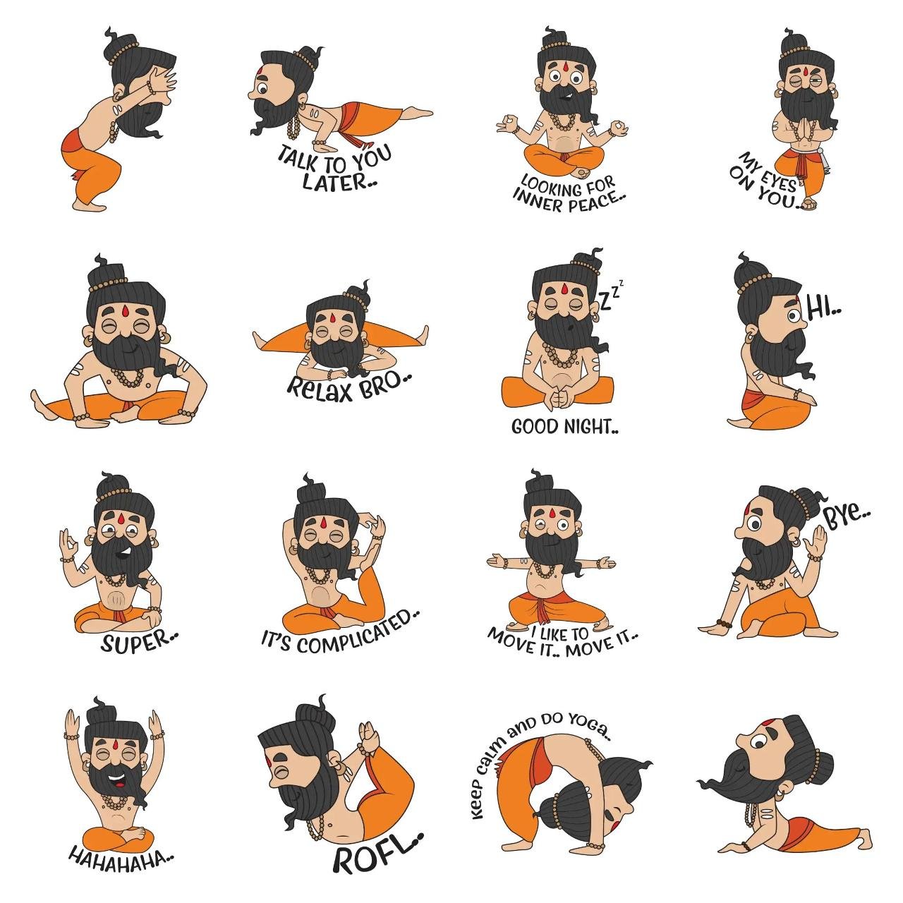 Baba Ramdev Animation/Cartoon,People,INDIA sticker pack for Whatsapp, Telegram, Signal, and others chatting and message apps