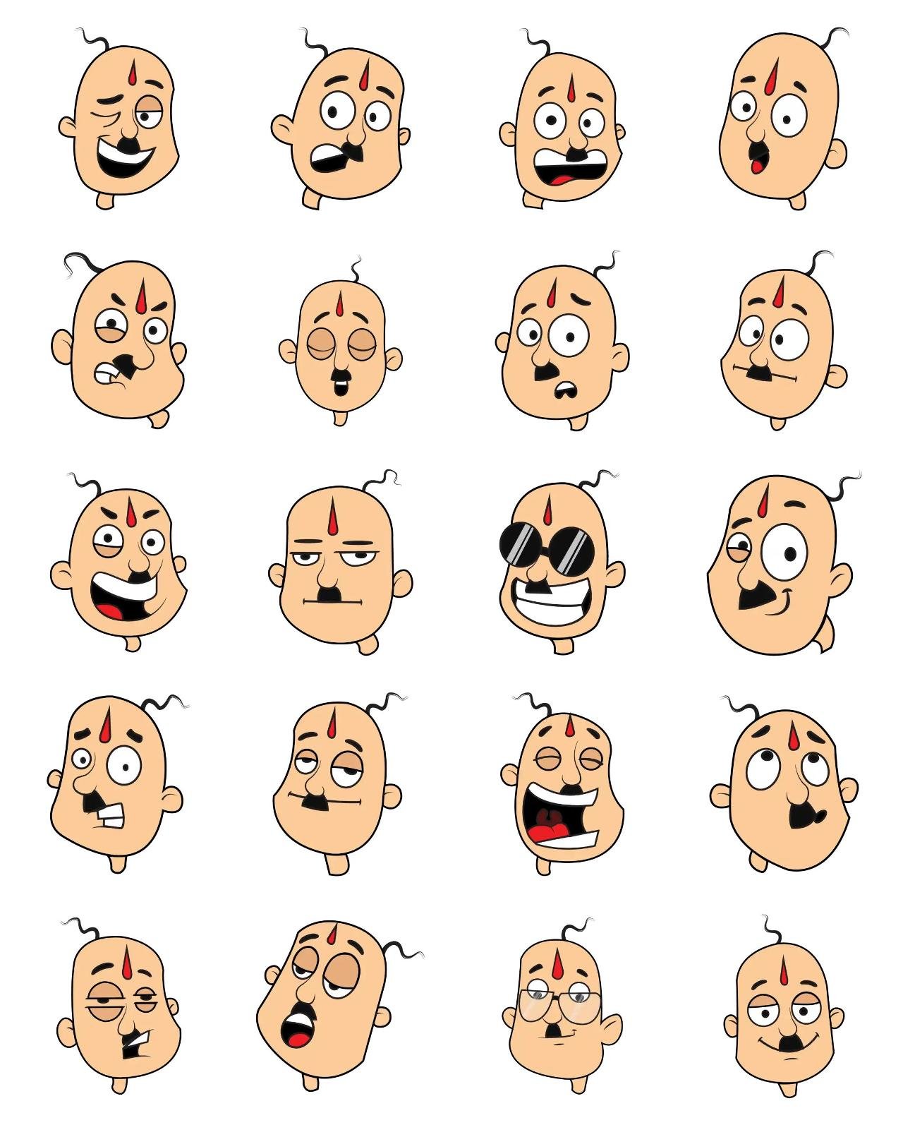 Bald Man 01 Animation/Cartoon,People,INDIA sticker pack for Whatsapp, Telegram, Signal, and others chatting and message apps