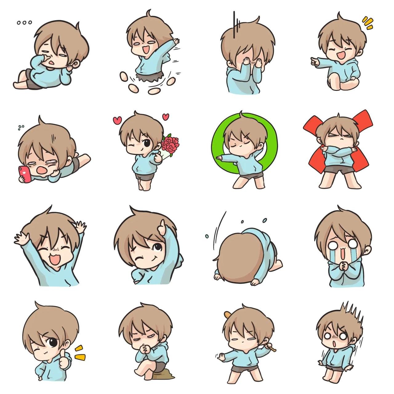 Ordinary Boy Animation/Cartoon,People,FAMILY sticker pack for Whatsapp, Telegram, Signal, and others chatting and message apps