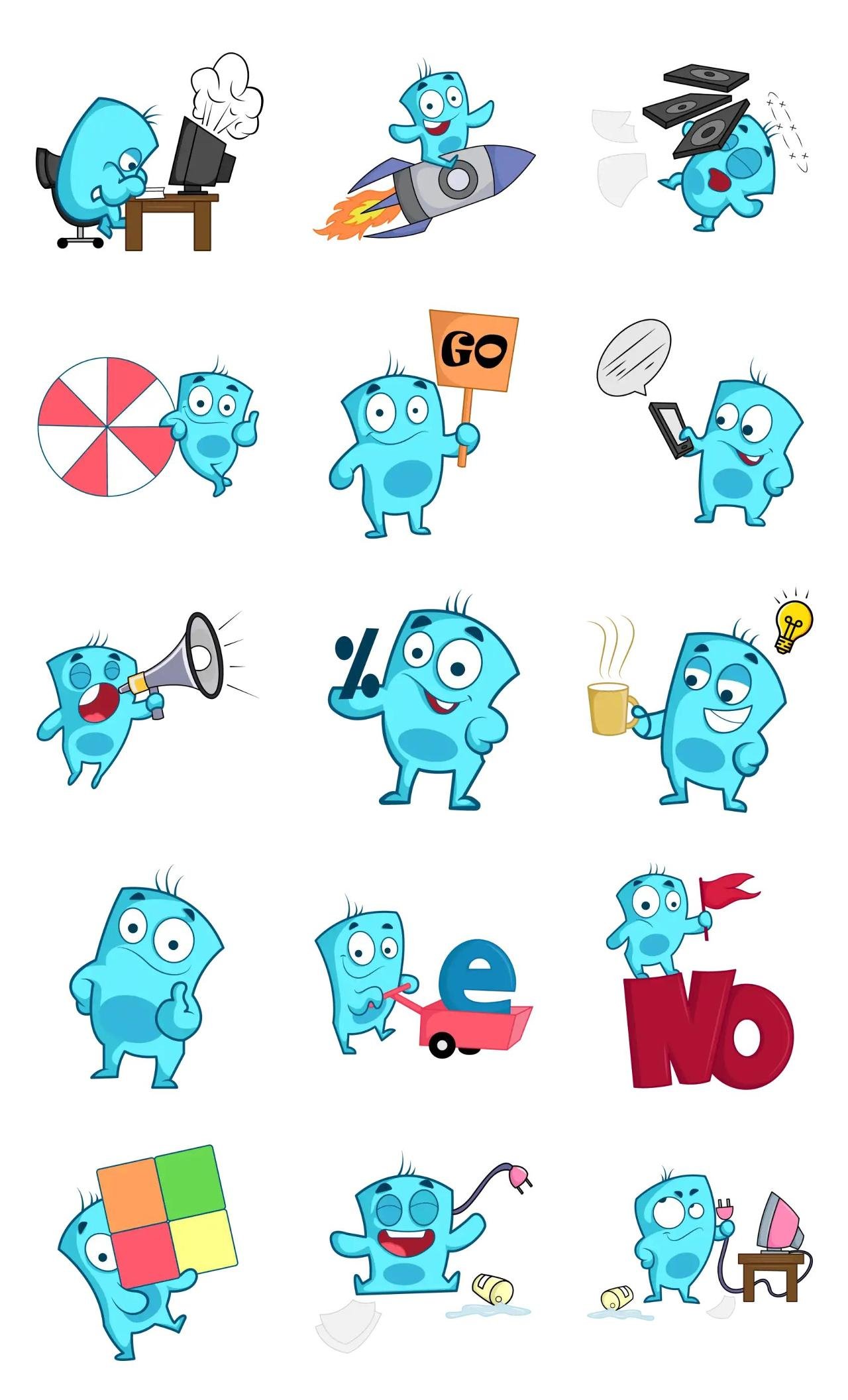 Cute Blue Monster 01 Animation/Cartoon,Animals,Halloween,INDIA sticker pack for Whatsapp, Telegram, Signal, and others chatting and message apps