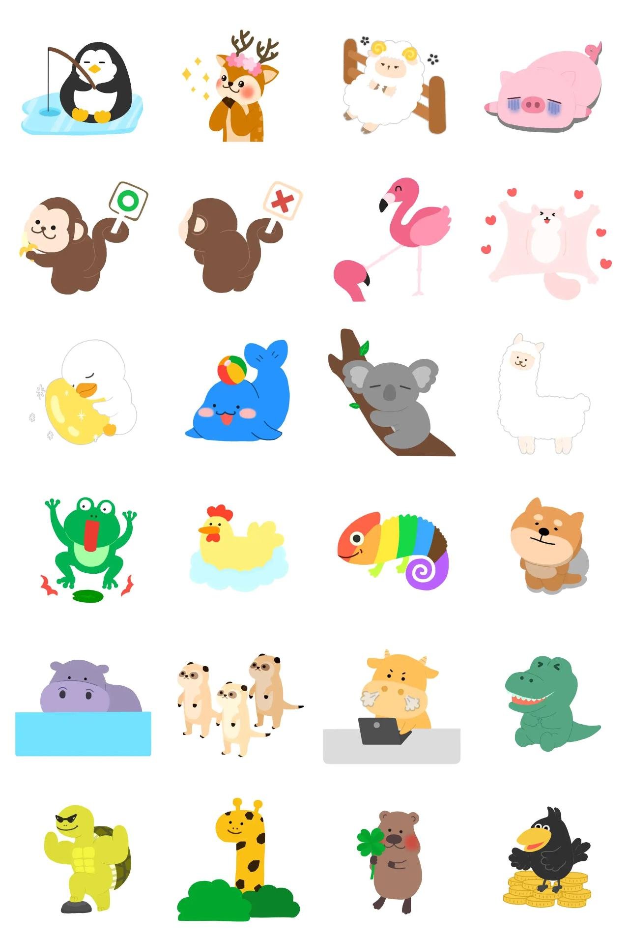 Get together, Animal lovers! Animation/Cartoon,Animals,Etc sticker pack for Whatsapp, Telegram, Signal, and others chatting and message apps