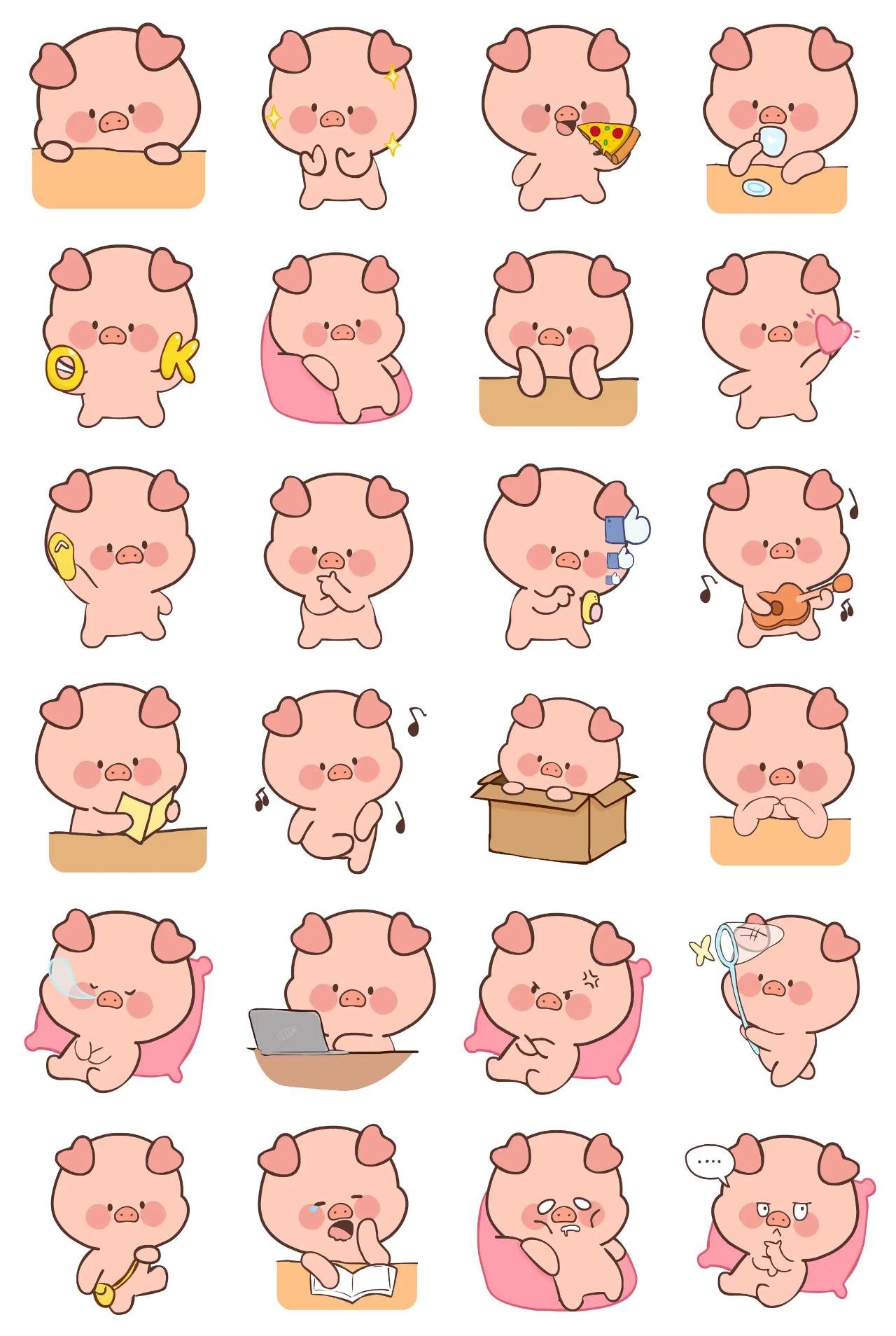 Hello Piggie! (Part.2) Animation/Cartoon,Animals,Gag,Halloween,People,Phrases,Objects,Weather/Nature,Transporations,Instruments,Vacation,Birthday,Anniversary,Easter,RAMADAN,INDIA,Mother's day,FAMILY,Valentine sticker pack for Whatsapp, Telegram, Signal, and others chatting and message apps