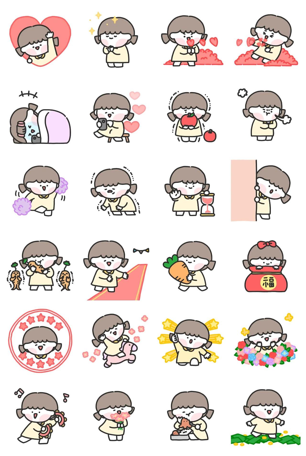 lovely jenny Animation/Cartoon,Celebrity,Food/Drink,People,Romance,Objects,Culture,New year's day,Vacation,Valentine,Etc sticker pack for Whatsapp, Telegram, Signal, and others chatting and message apps