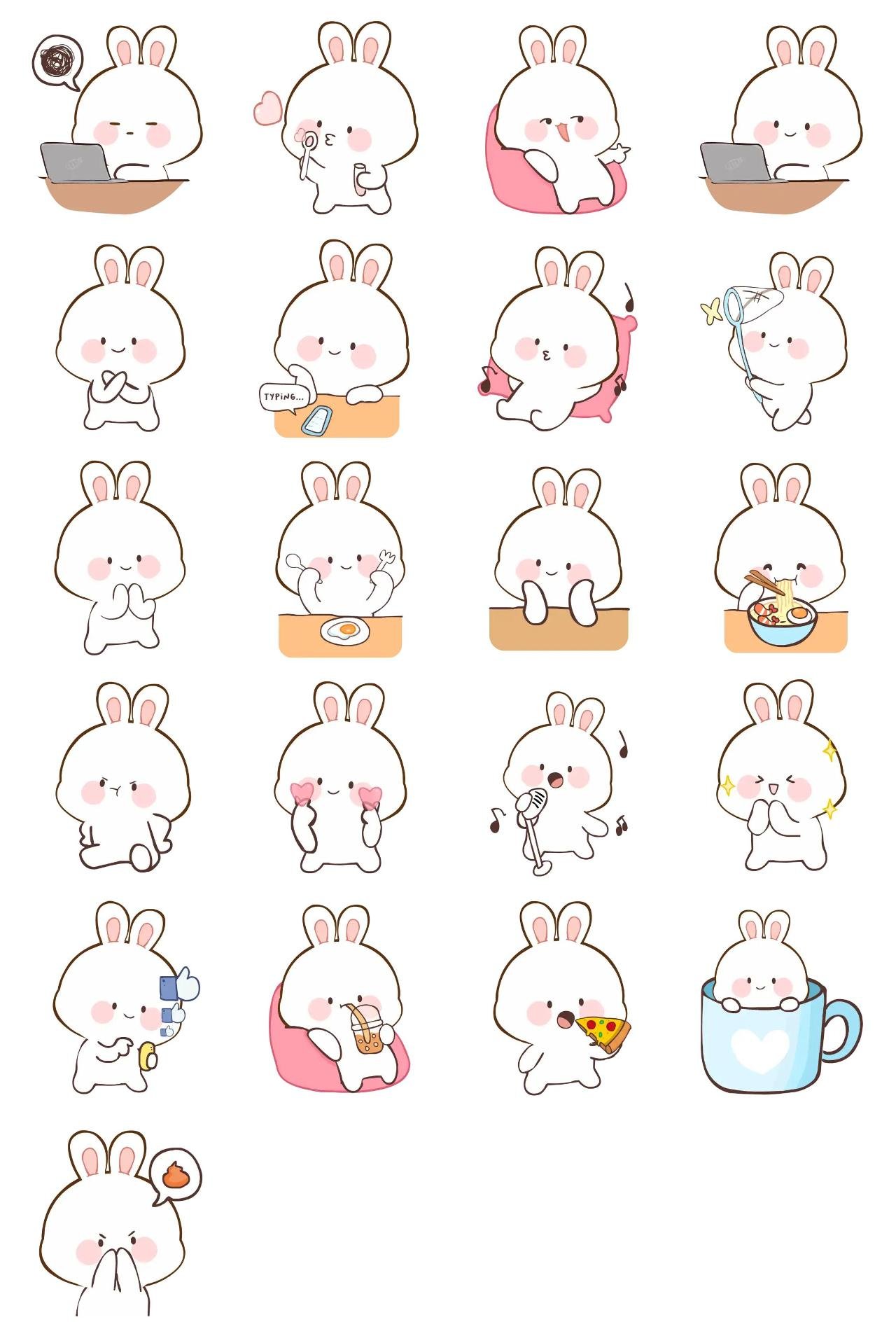 Bunnyjanjan! (Part.3) Animation/Cartoon,Animals,Gag,Instruments,Mother's day,FAMILY,Valentine,Weather/Nature,Transporations,Romance,Phrases,People,Celebrity,Food/Drink,New year's day,Etc,Vacation,Birthday,Anniversary sticker pack for Whatsapp, Telegram, Signal, and others chatting and message apps