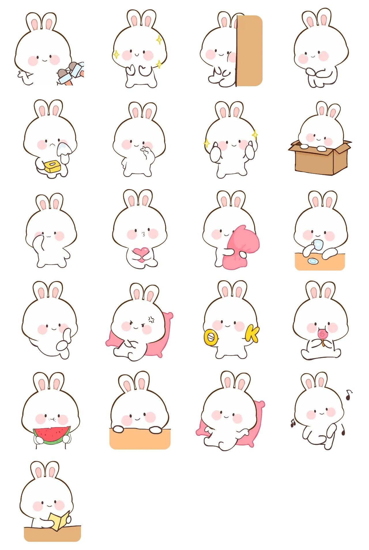 Bunnyjanjan! (Part.5) Animation/Cartoon,Animals,Celebrity,Gag,Vacation,Etc,RAMADAN,New year's day,Anniversary,Easter,Birthday,Valentine,Christmas,Culture,Weather/Nature,Plants,Transporations,Instruments,Objects,Romance,Phrases,People,Halloween,Mother's day,FAMILY sticker pack for Whatsapp, Telegram, Signal, and others chatting and message apps