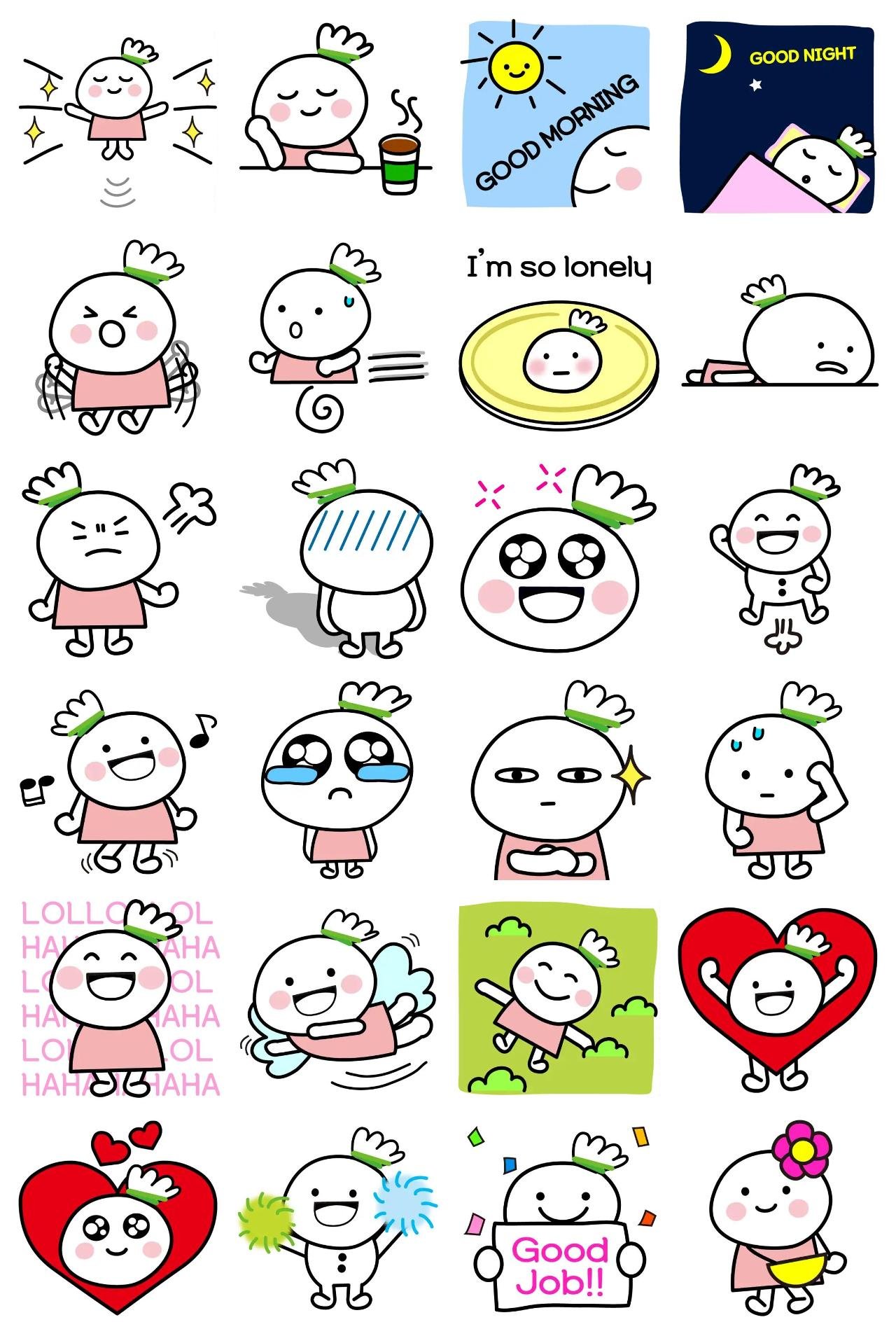 Jjinpongs Animation/Cartoon,Food/Drink,Gag sticker pack for Whatsapp, Telegram, Signal, and others chatting and message apps