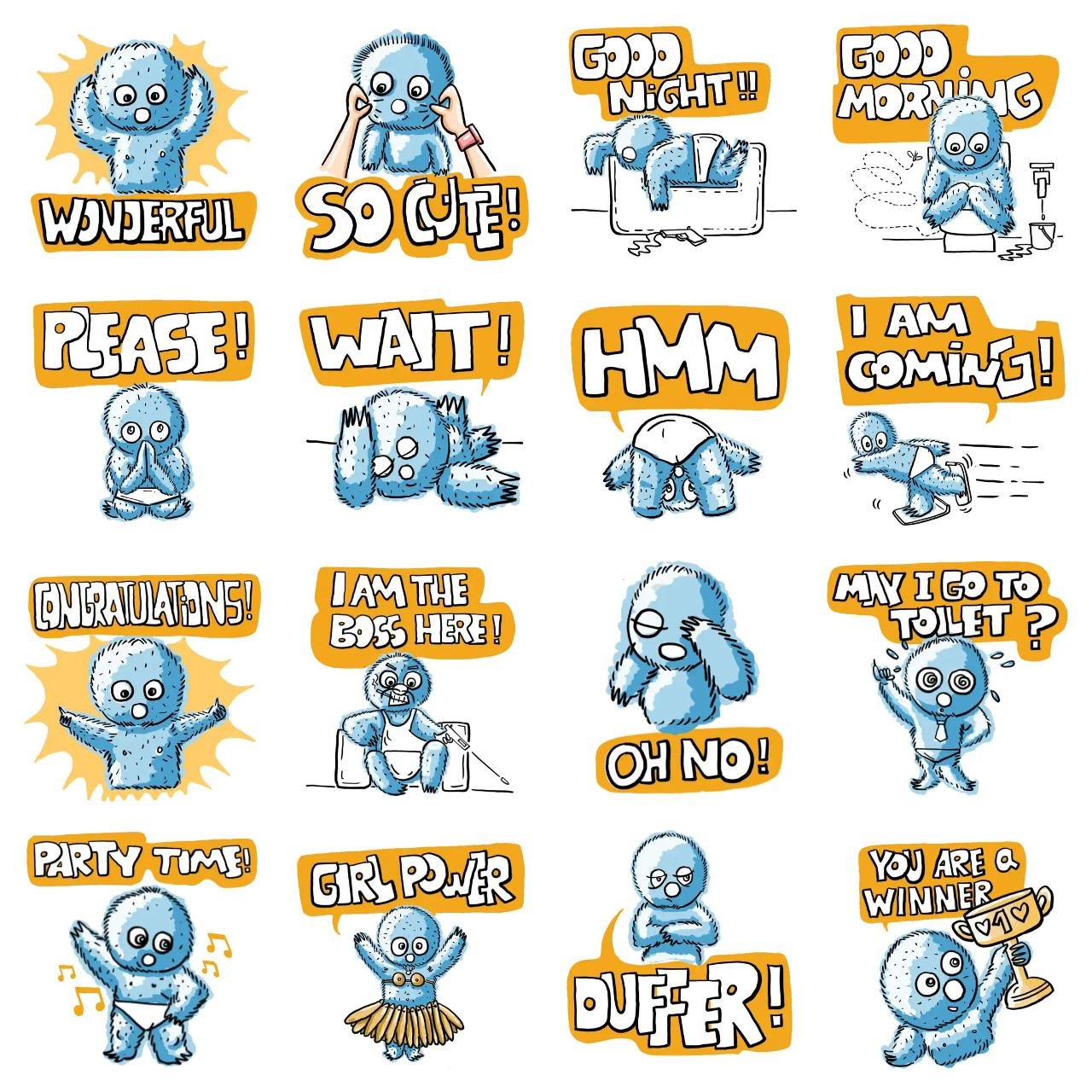 Teddy blue Animation/Cartoon,Animals,Etc,Weather/Nature sticker pack for Whatsapp, Telegram, Signal, and others chatting and message apps