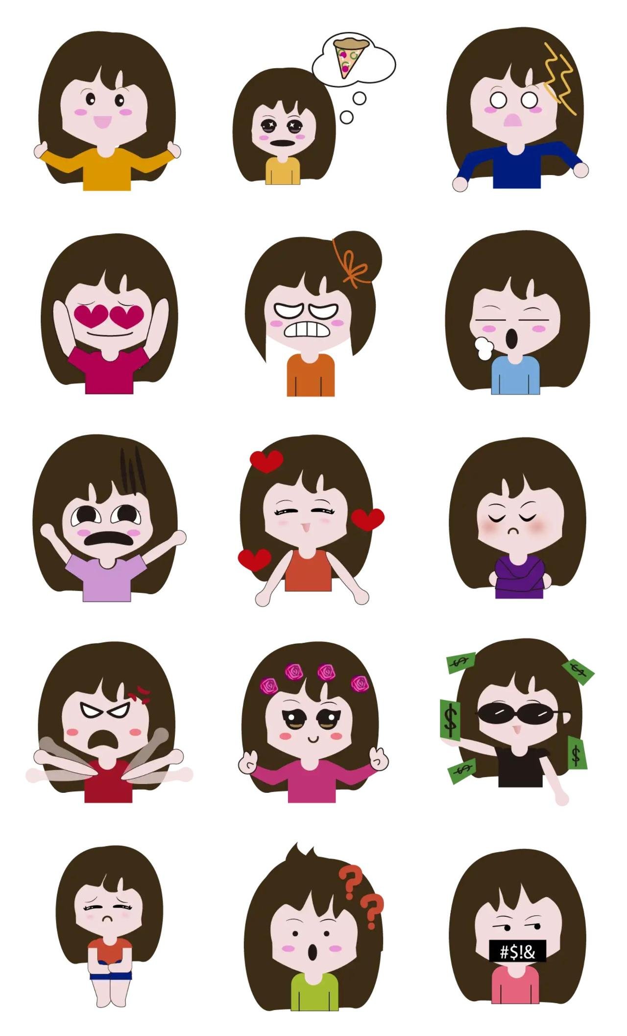 Emotional girl Animation/Cartoon,emotion sticker pack for Whatsapp, Telegram, Signal, and others chatting and message apps