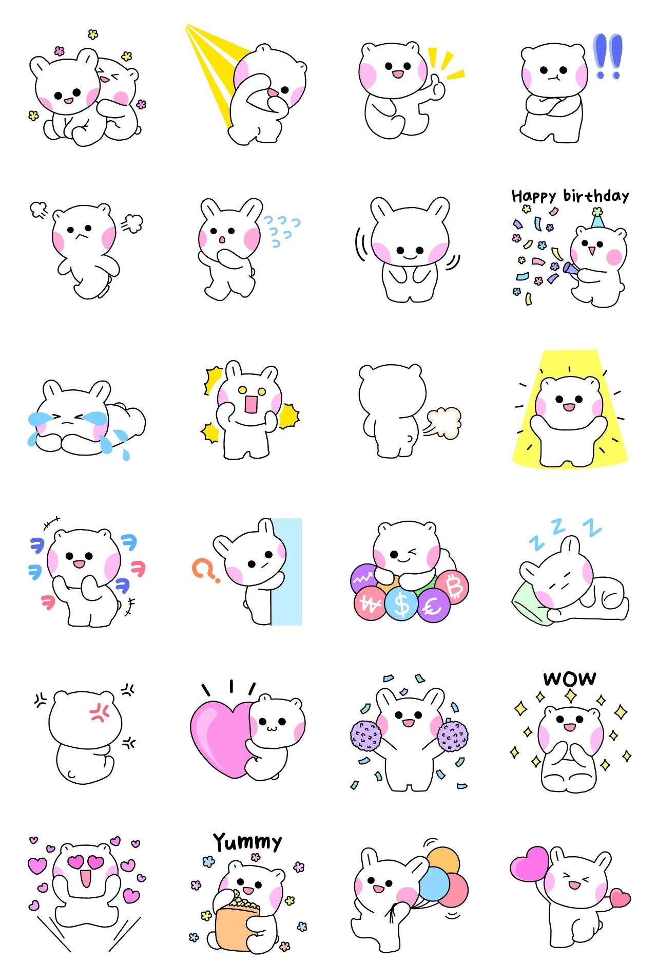 A rabbit and a bear Animation/Cartoon,Animals,Birthday sticker pack for Whatsapp, Telegram, Signal, and others chatting and message apps