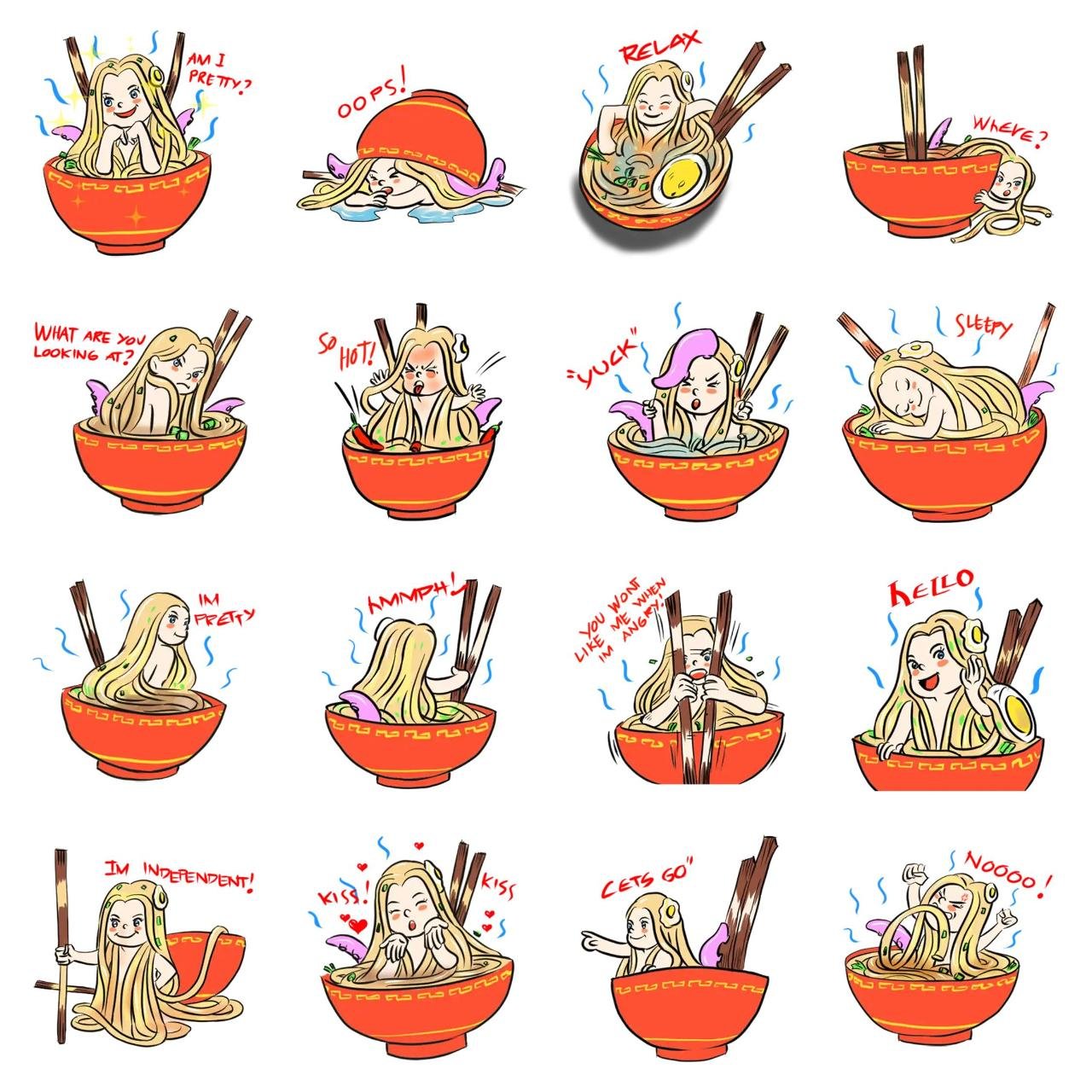 ramen girl Animation/Cartoon sticker pack for Whatsapp, Telegram, Signal, and others chatting and message apps