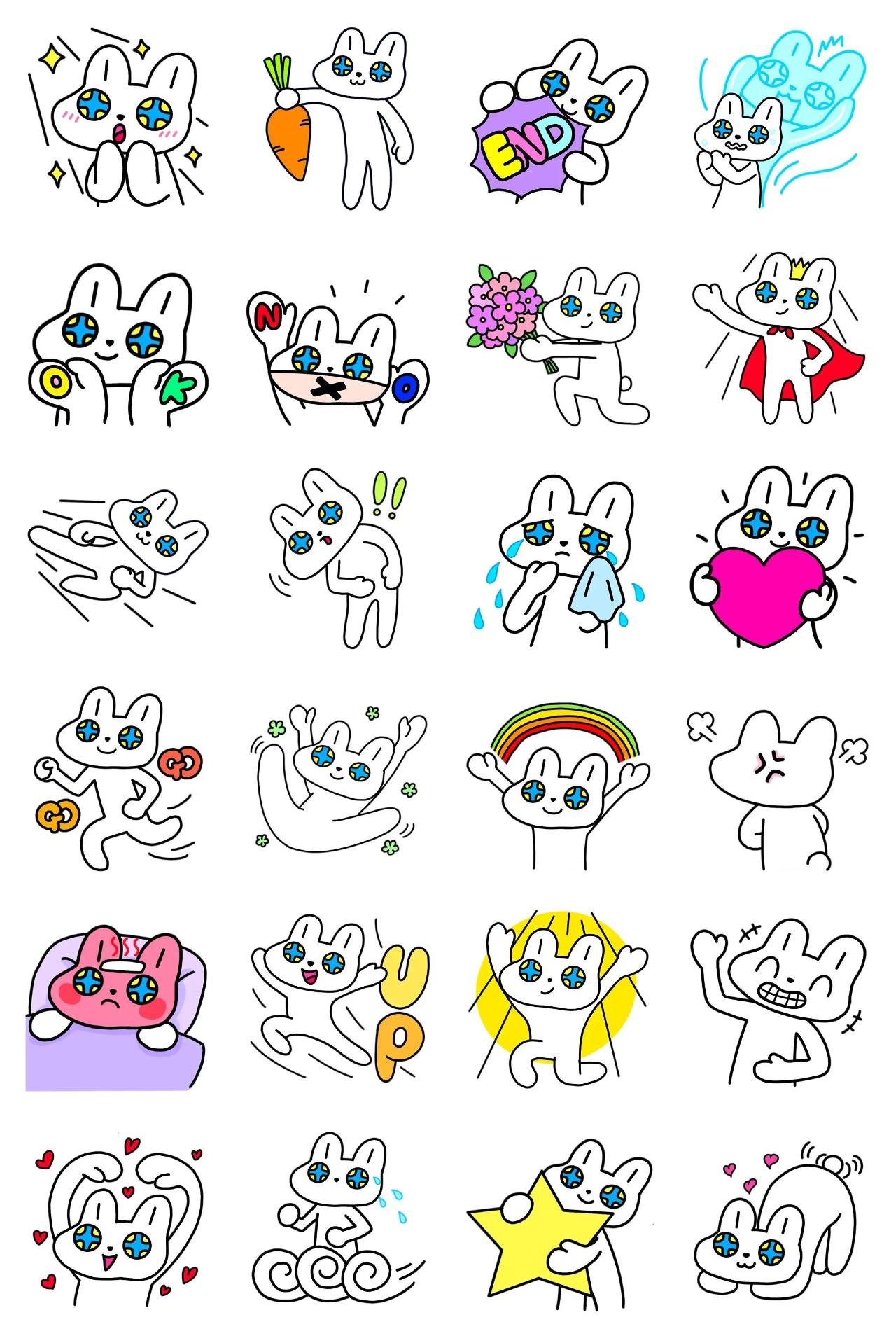 a rabbit with big eyes Animation/Cartoon,Animals sticker pack for Whatsapp, Telegram, Signal, and others chatting and message apps