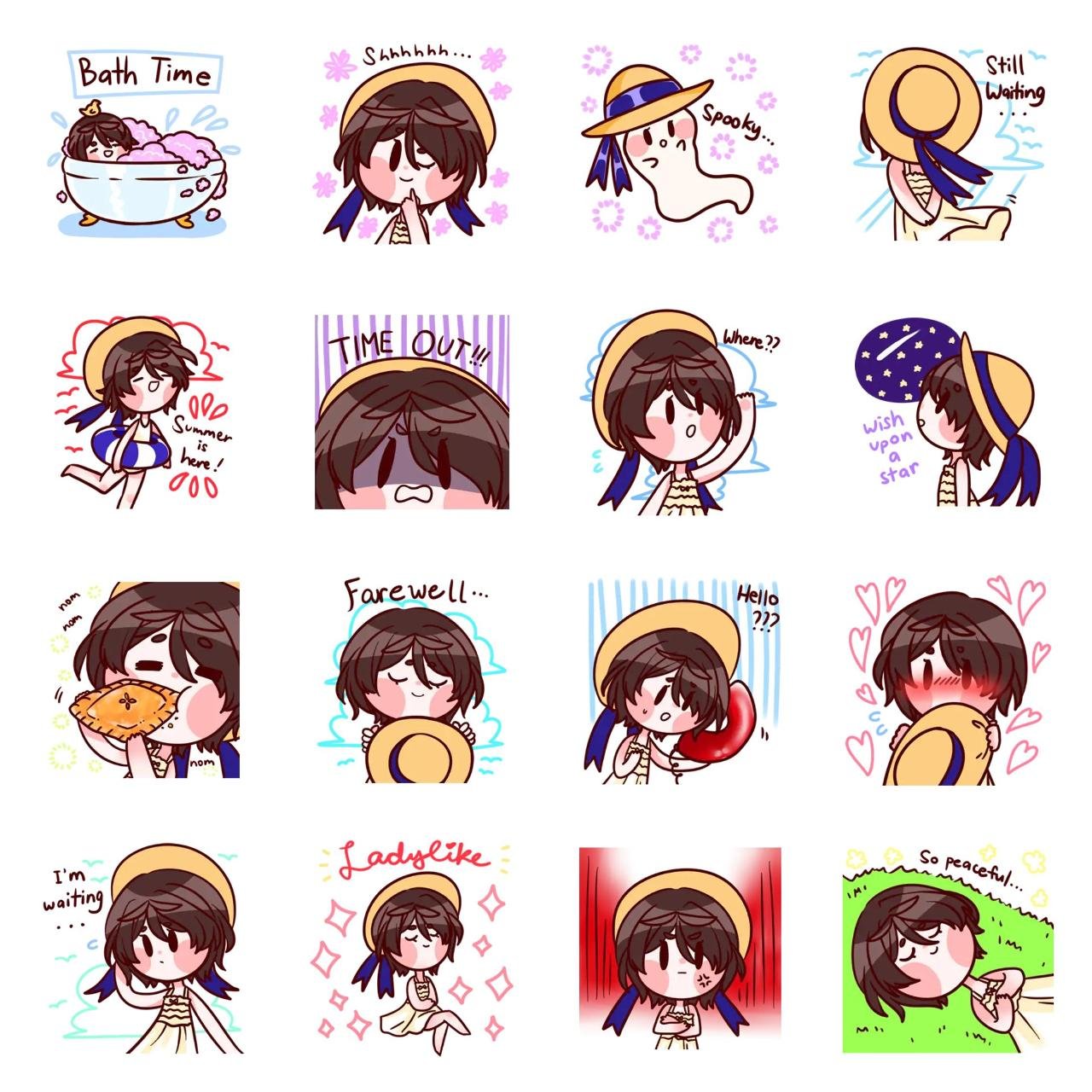 summer girl Animation/Cartoon sticker pack for Whatsapp, Telegram, Signal, and others chatting and message apps