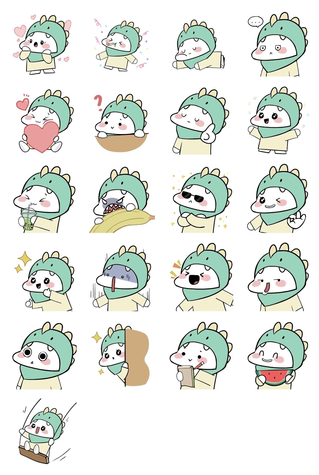 Dinasaurus Animation/Cartoon,Animals,Gag,Food/Drink,People,Halloween,Romance,Objects,Anniversary,RAMADAN,Culture,Valentine,FAMILY sticker pack for Whatsapp, Telegram, Signal, and others chatting and message apps