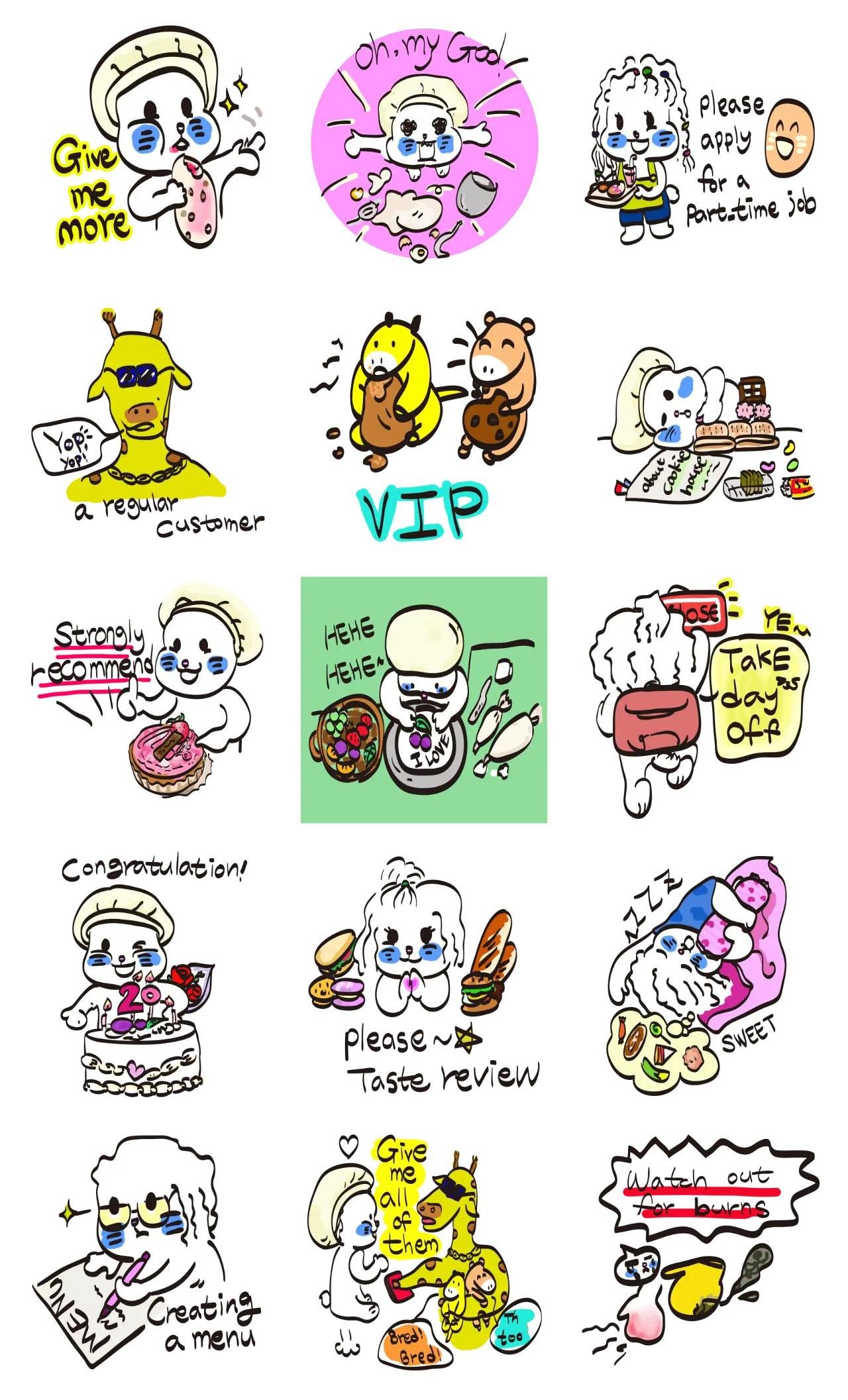 The bakery rabbit 2 Animation/Cartoon,Animals,Celebrity,Food/Drink,Gag,Birthday,Etc sticker pack for Whatsapp, Telegram, Signal, and others chatting and message apps