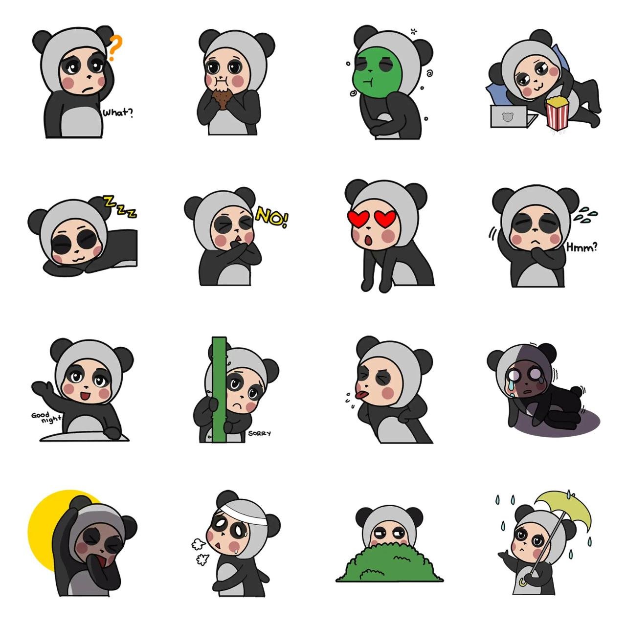 panda boy Animation/Cartoon sticker pack for Whatsapp, Telegram, Signal, and others chatting and message apps