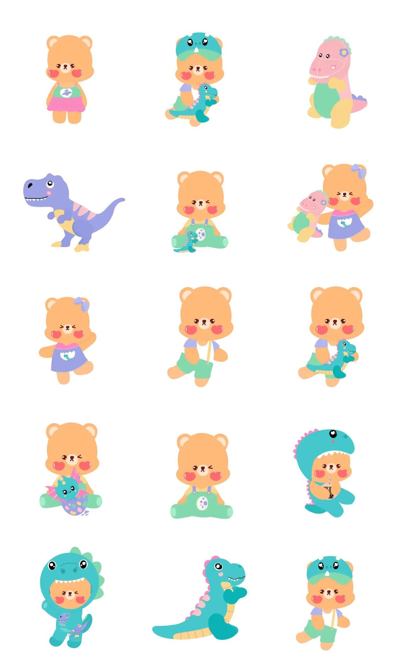 Dino Cute Animation/Cartoon,Animals,Etc sticker pack for Whatsapp, Telegram, Signal, and others chatting and message apps