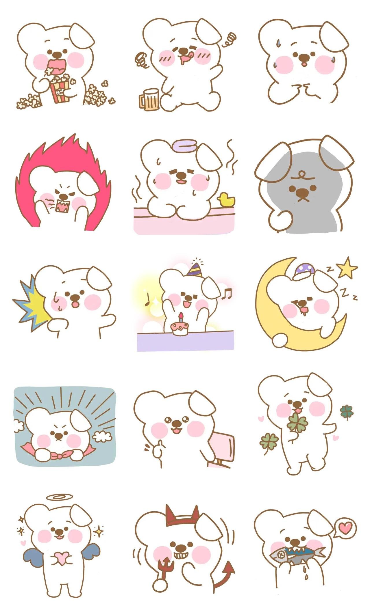 Cute White Bear GOMGOMI 5 Animation/Cartoon,Animals,Gag,Food/Drink,Phrases,Weather/Nature sticker pack for Whatsapp, Telegram, Signal, and others chatting and message apps