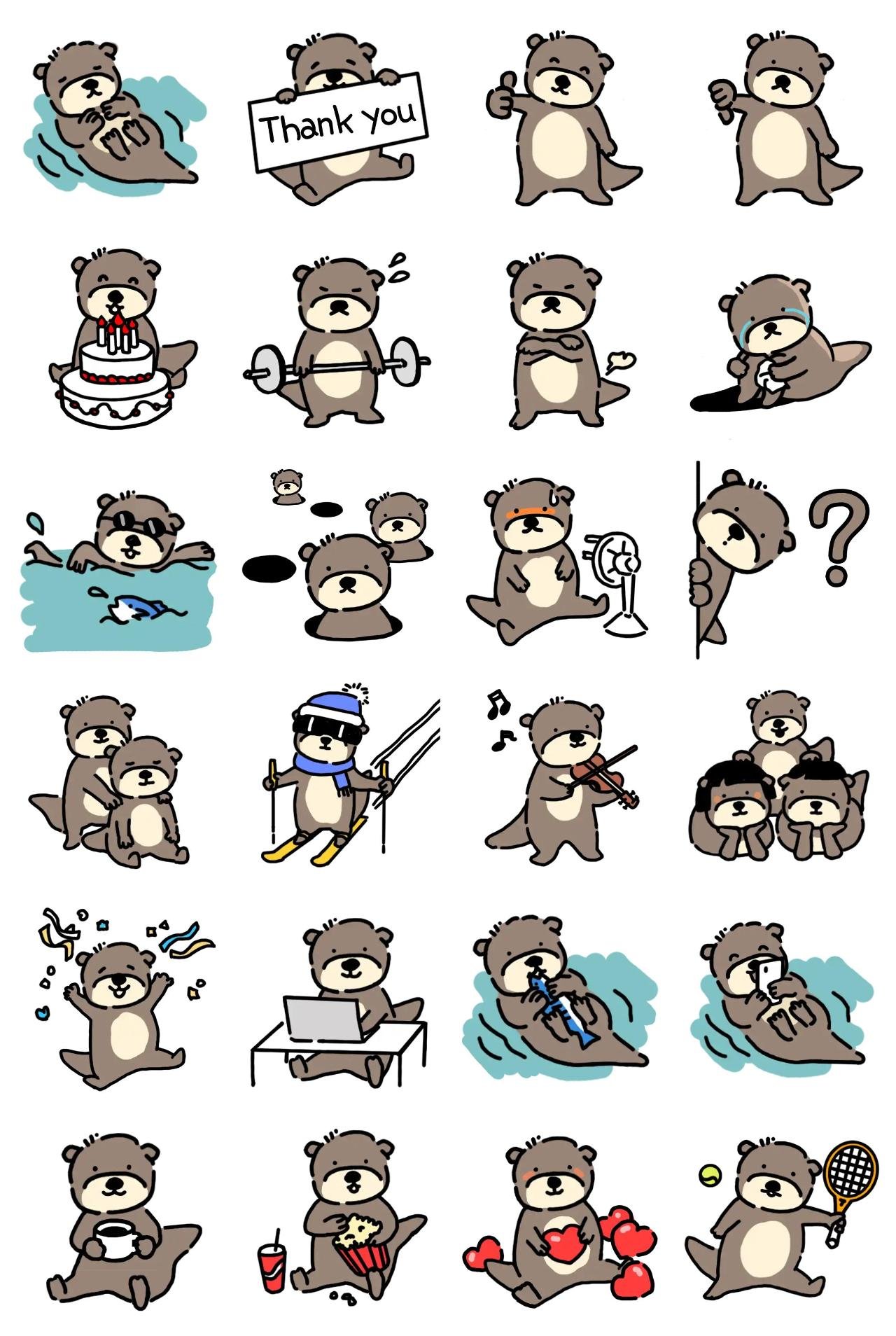 My reliable Otter Animation/Cartoon,Animals,Food/Drink,Romance,Sports,Objects,People,Culture,FATHER'S DAY,Mother's day,FAMILY,Valentine,Anniversary,Birthday,Vacation sticker pack for Whatsapp, Telegram, Signal, and others chatting and message apps