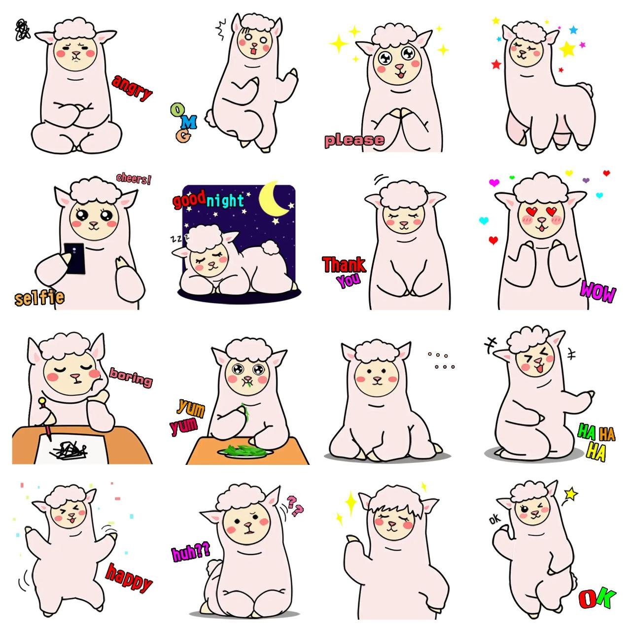 Little Alpaca Toi Animation/Cartoon,Animals sticker pack for Whatsapp, Telegram, Signal, and others chatting and message apps