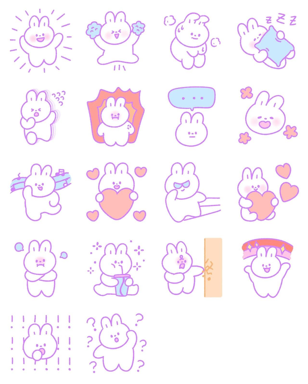 Fluffy Purple Rabbit Animals,Etc,Animation/Cartoon sticker pack for Whatsapp, Telegram, Signal, and others chatting and message apps